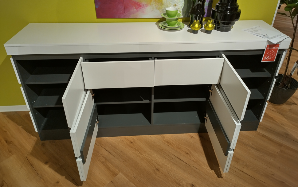 Sideboard, Alpinweiß, Absetz. anthrazit - Wyonna