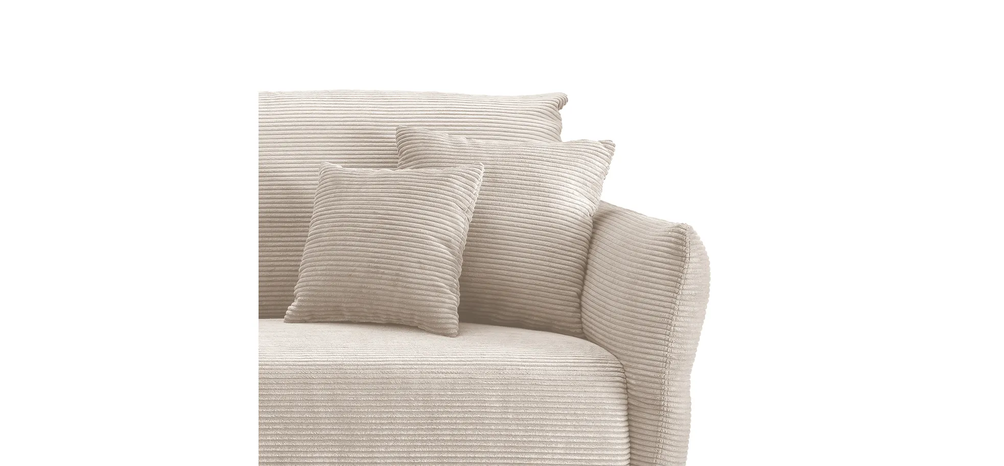 Ecksofa - 2-Sitzer, Ecke rechts inkl. 2 verstellbar Armlehnen, Stoff, Beige