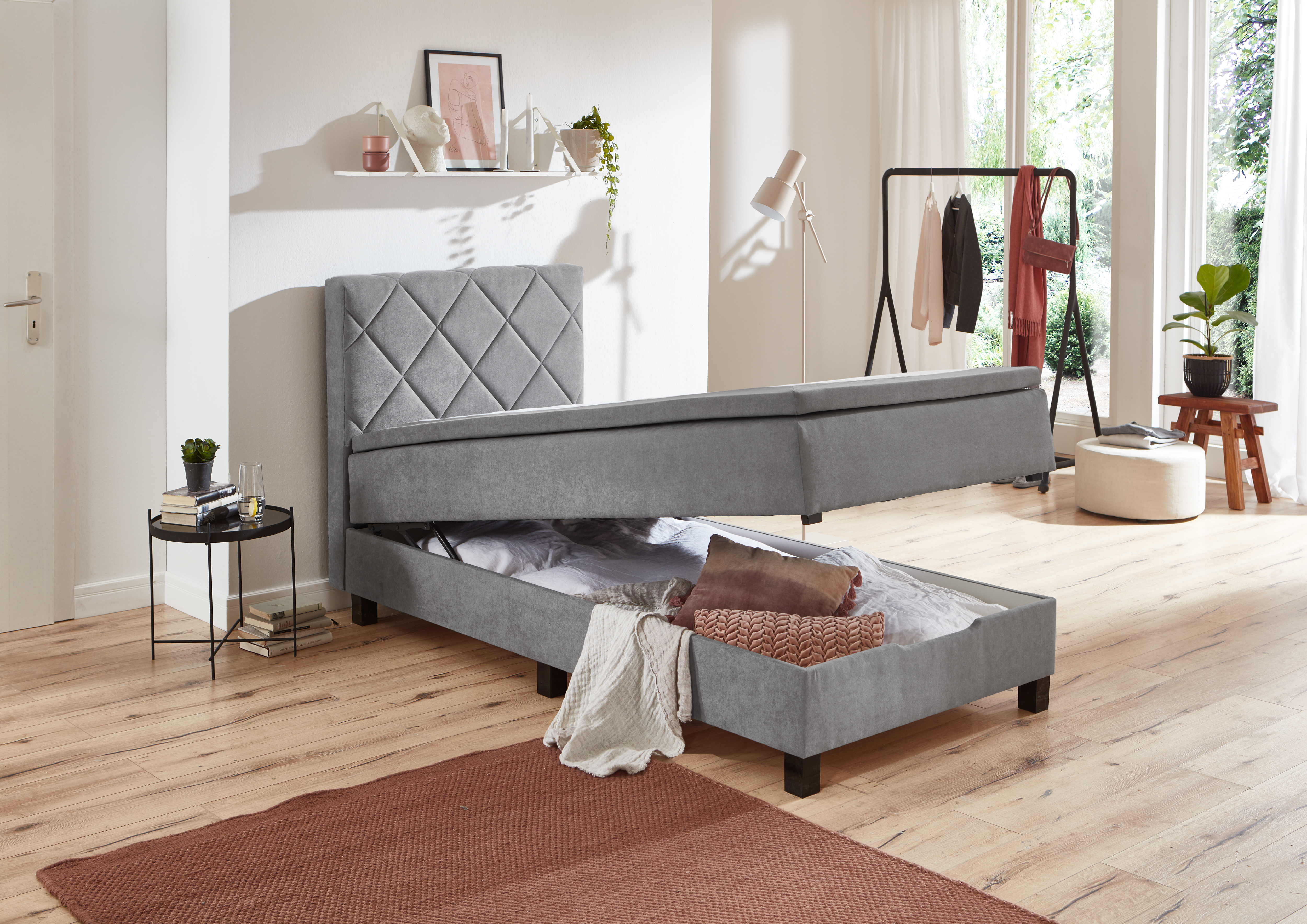 Boxspringbett, grau, mit Topper, 120x200 - MyStyle 3083