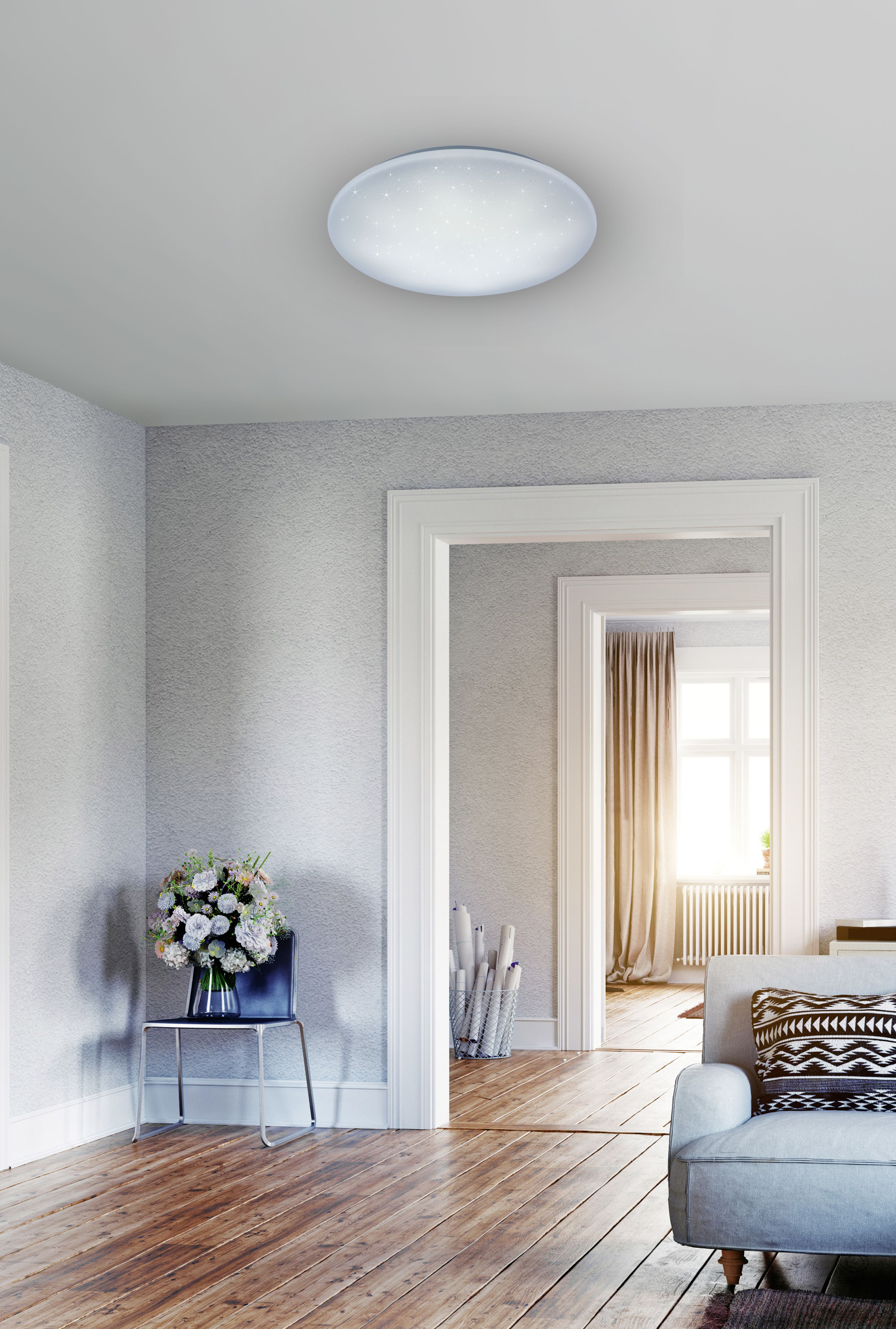 Deckenleuchte Lukida - 1flg., Kunststoff/weiß,10,5xØ38cm, Fernbedienung