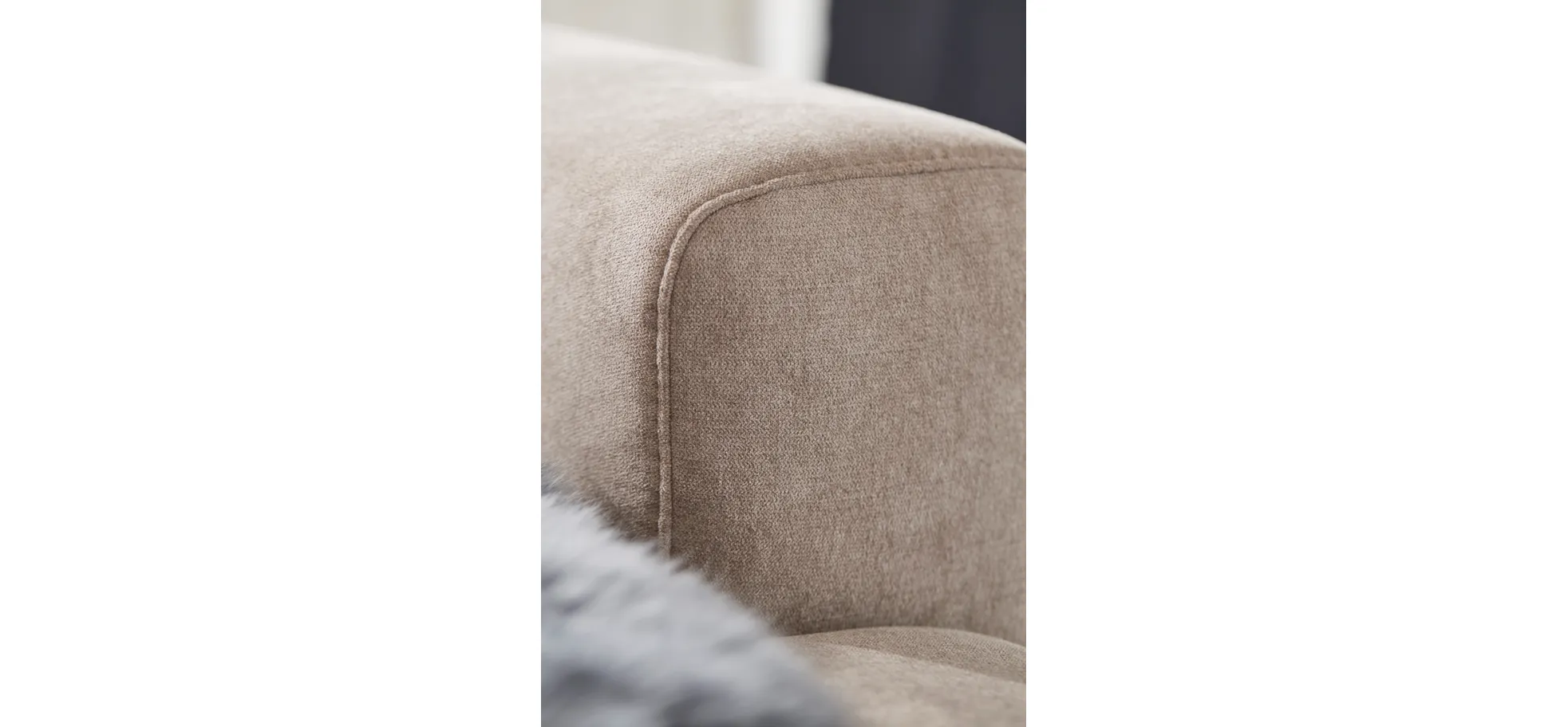 Ecksofa Rockport B - 2,5-Sitzer mit Longchair rechts inkl. Kopfteil/Sitztiefe verstellbar, Stoff, Khaki