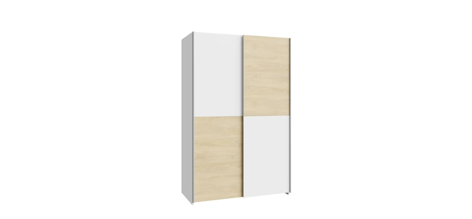Schwebetürenschrank FREDDY- B ca. 120 cm, Weiß, Eiche Dekor
