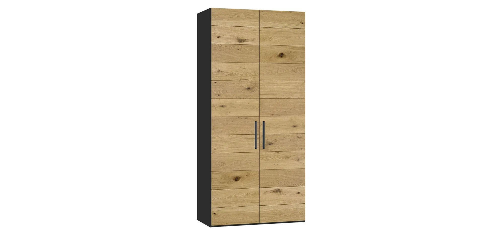 Drehtürenschrank JOIN IT- B ca. 101 cm., Schwarz, Eiche, Natur, Bretteroptik