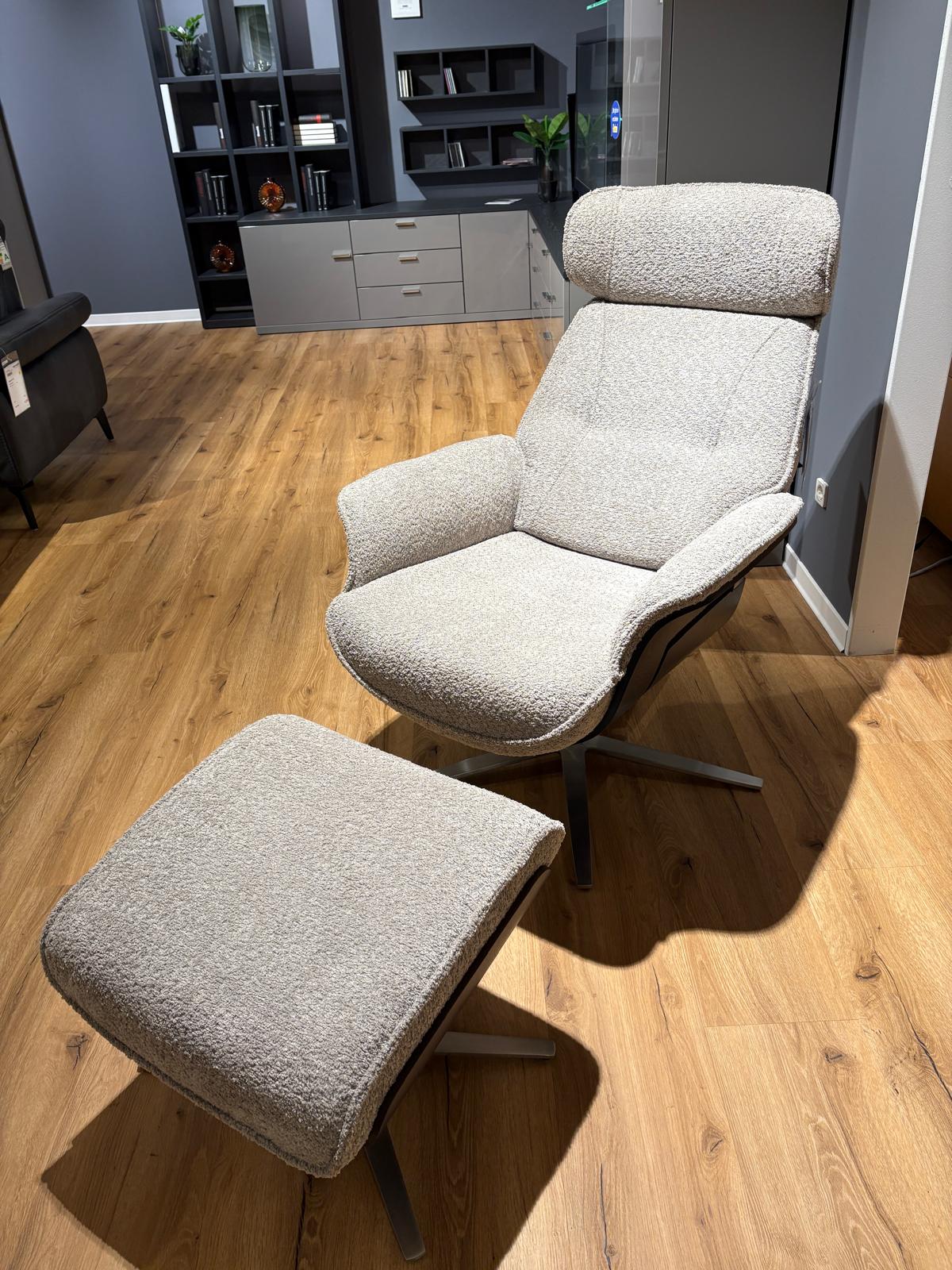 Relaxsessel mit Hocker, stone - LS 840421