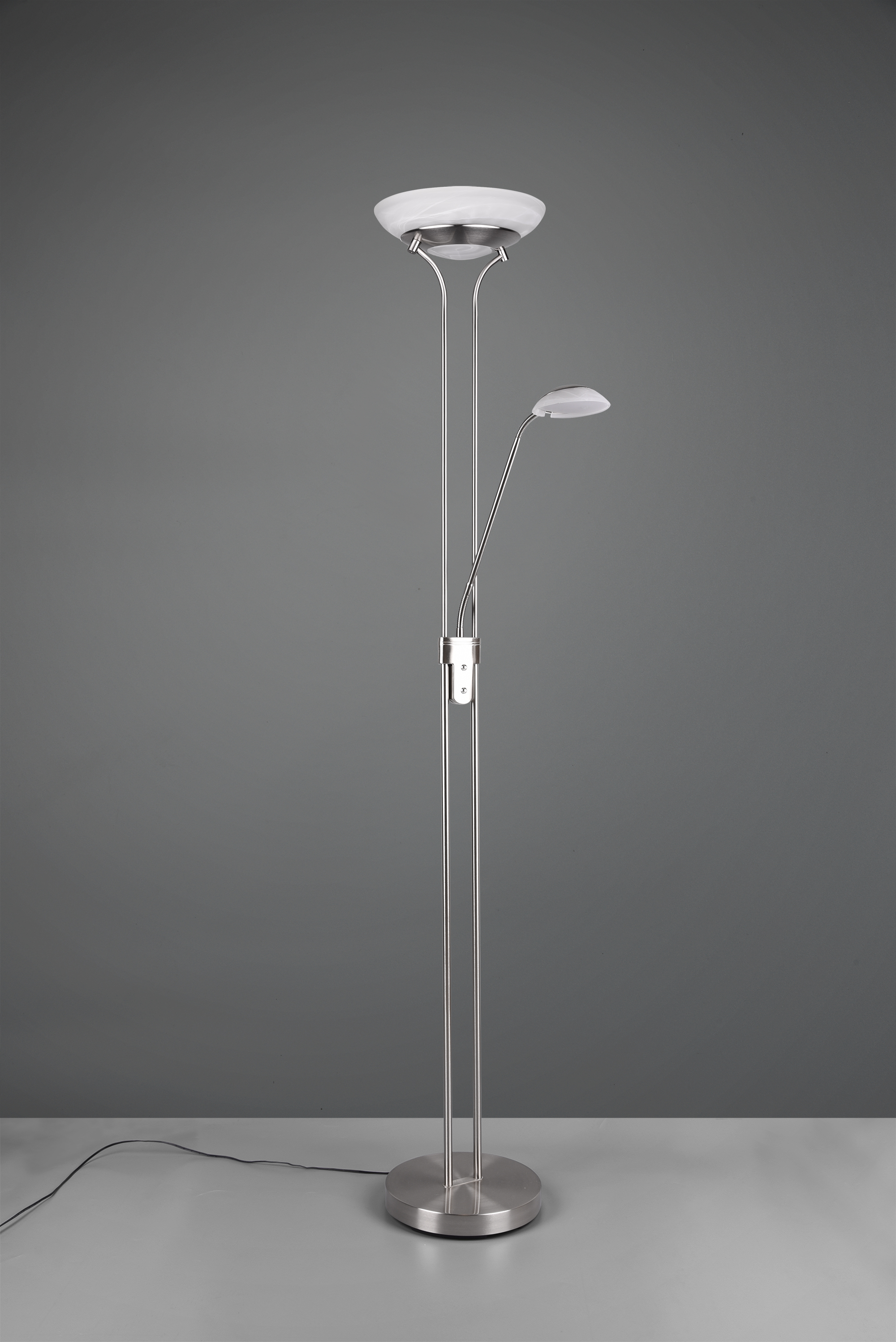 Stehleuchte Orson - 2flg., Metall/Nickel matt, ca.32,5 x 180 cm