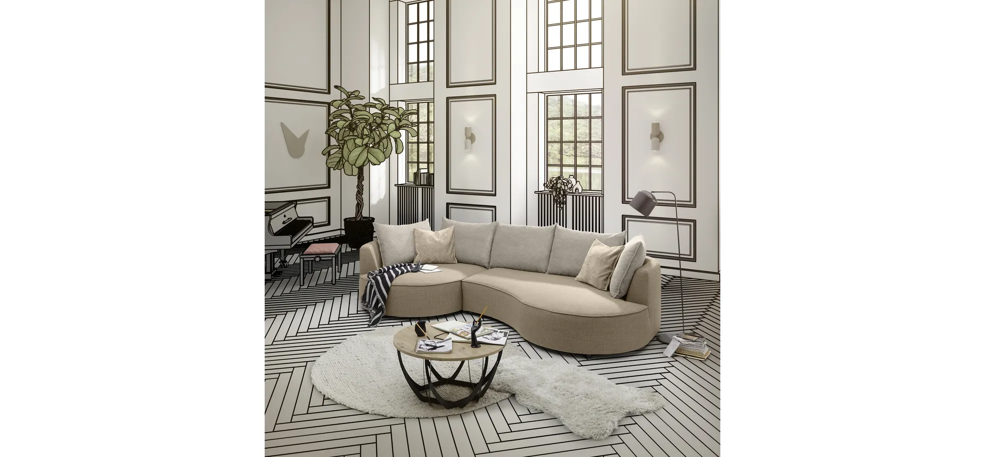 Couchtisch, Dekor Artisaneiche, Ø 80 cm - Maylea