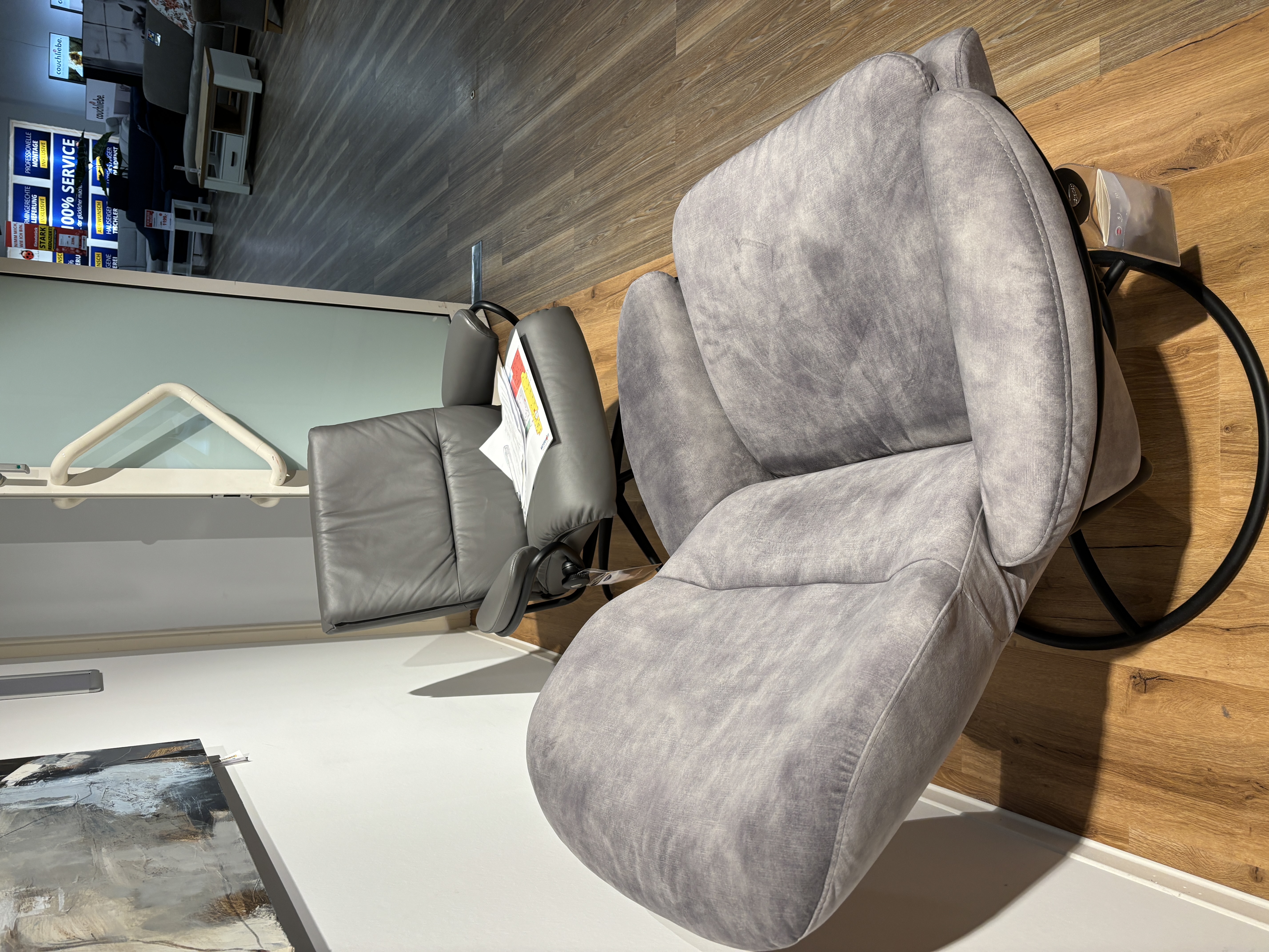 Sessel, Bezug light grey, Gestell schwarz - Rome