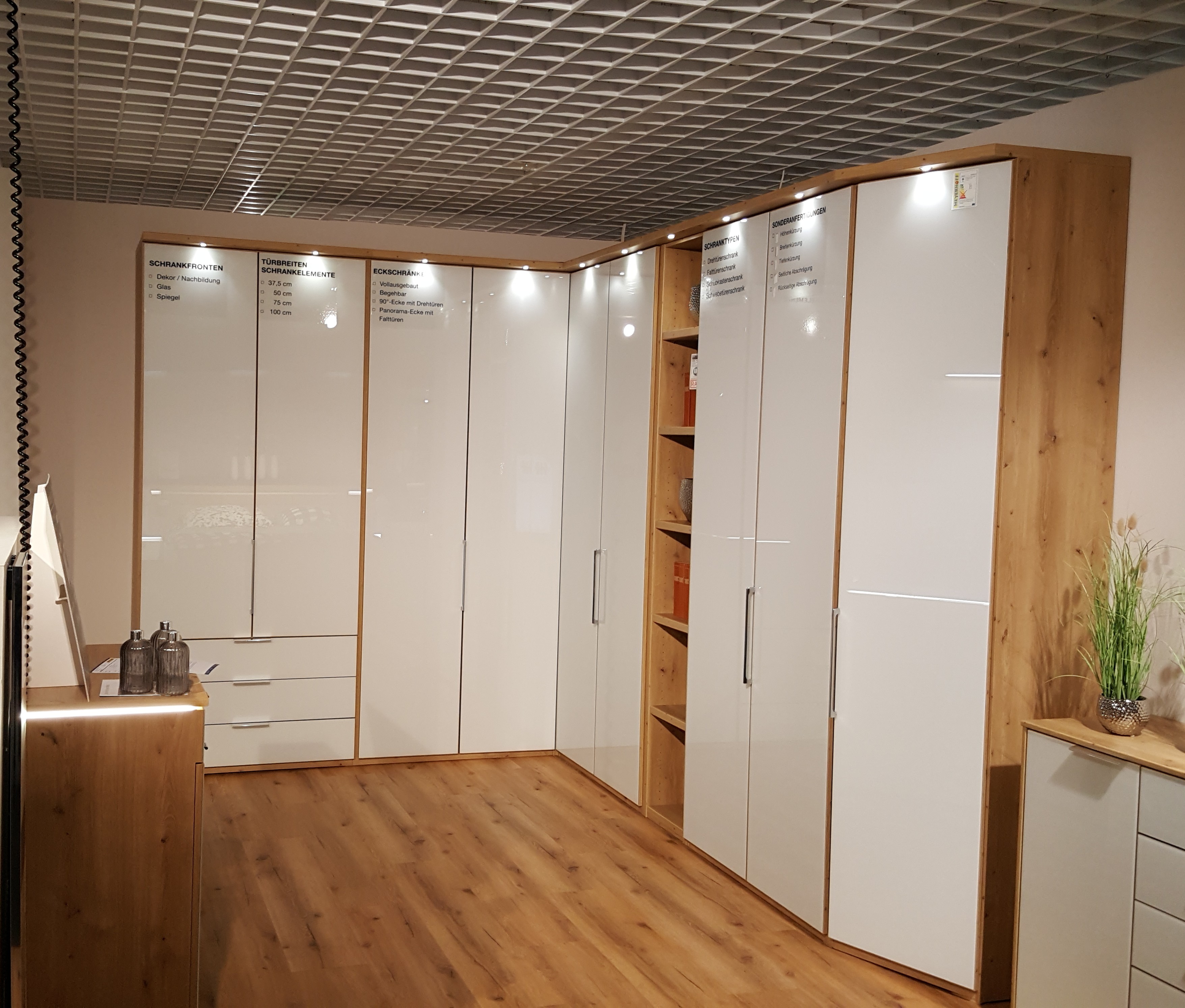 Eckkleiderschrank, Bianco-Eiche Nachbildung - LS 231120 \ 2000