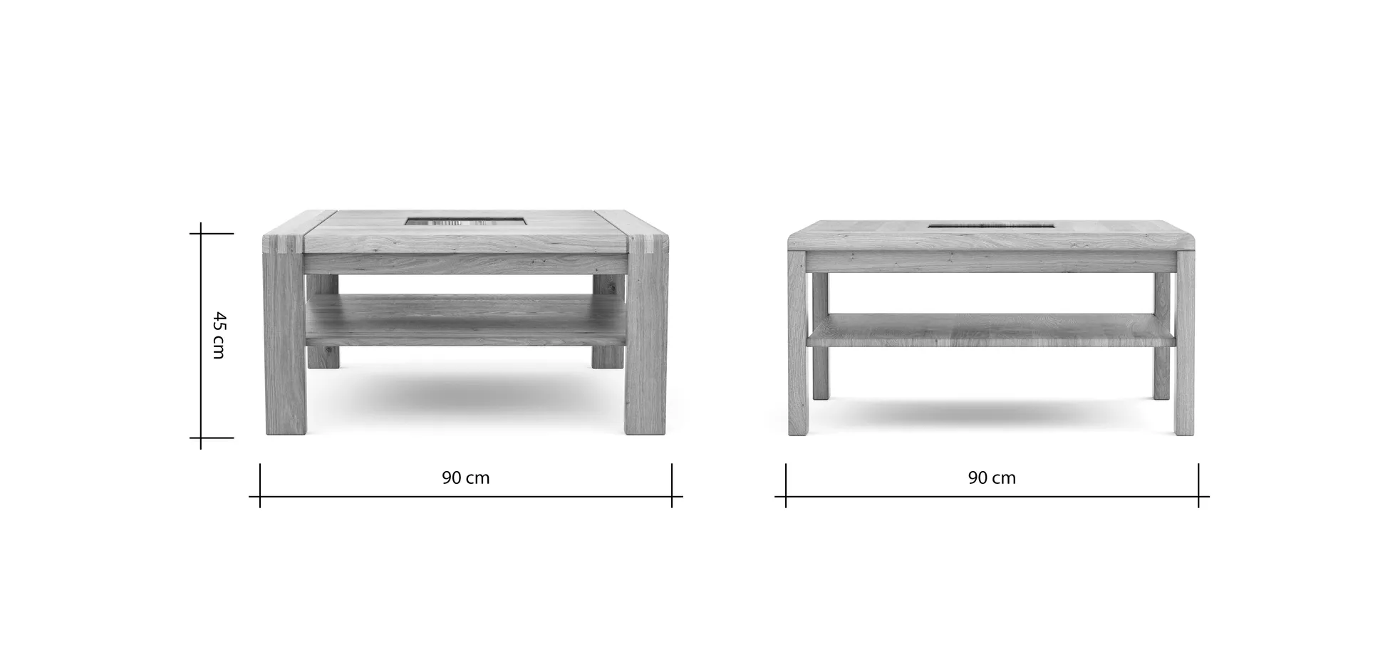 Couchtisch Cartago Soft - BHT ca. 90x45x90 cm, Wildeiche massiv, natur geölt