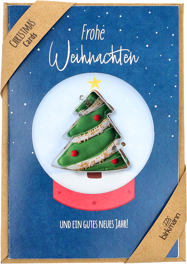 Grußkarte Schneekugel Tannenbaum - 11,5x17cm,  mit Ausstechform