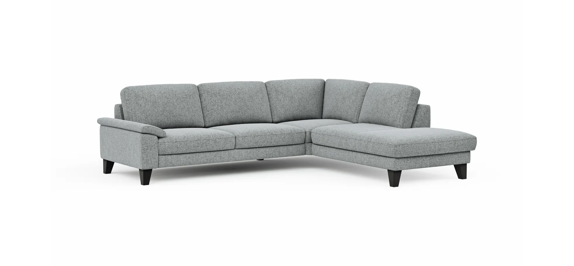 Ecksofa Oviedo - 2,5-Sitzer mit Ecke rechts inkl. Drehsitz, Stoff, Hellgrau