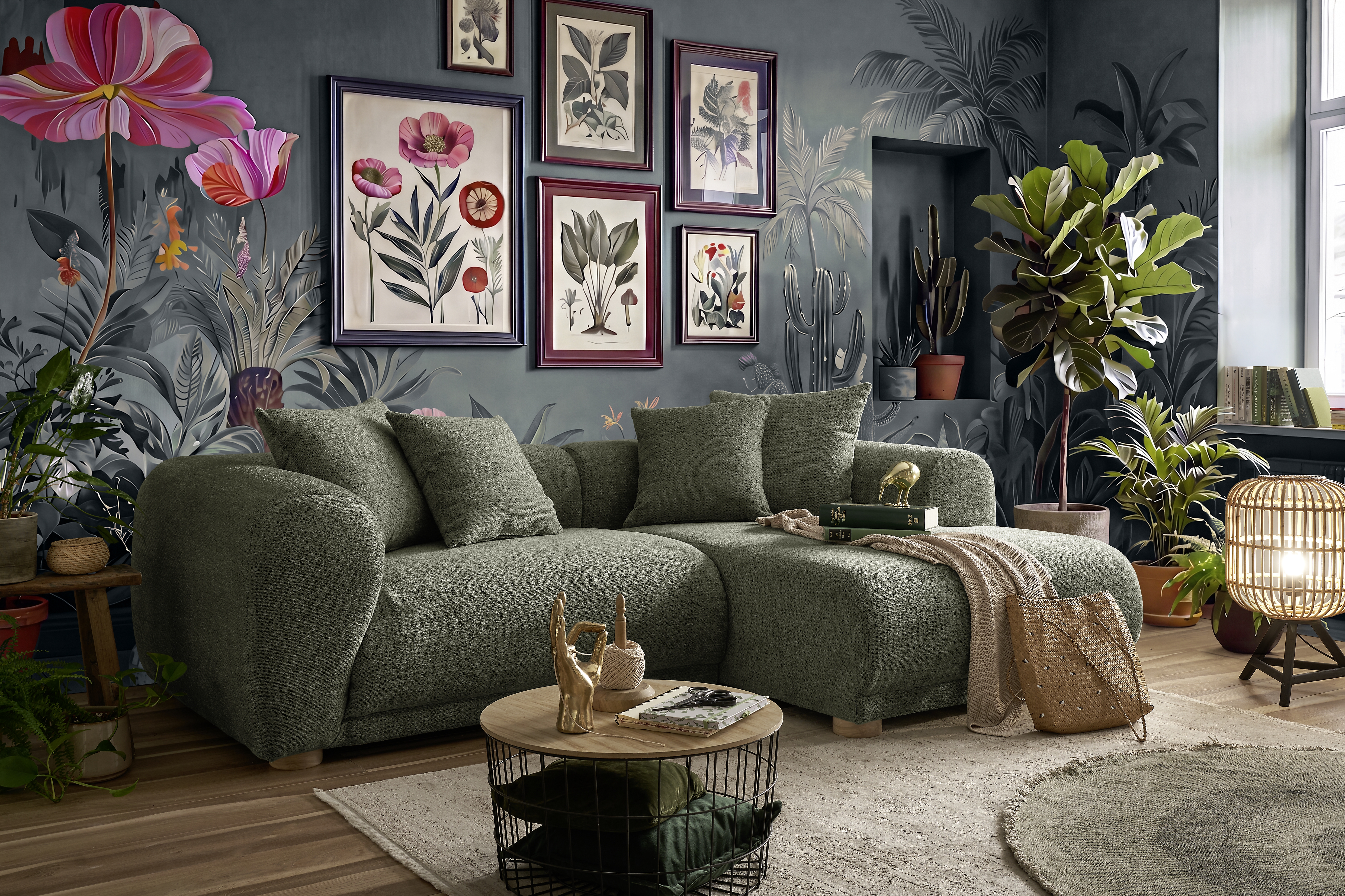 Ecksofa, green tea - Silja
