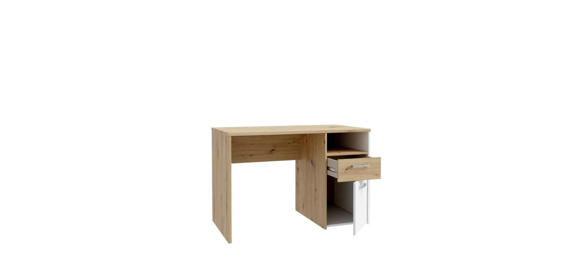 Schreibtisch FILIPO- LB ca. 110x60 cm, Eiche Dekor, Weiß