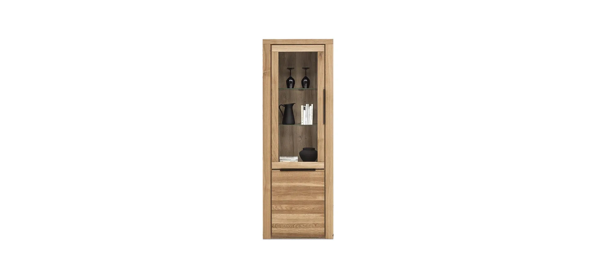 Vitrine - Eiche Dekor, Eiche Massiv, Geölt, Glas