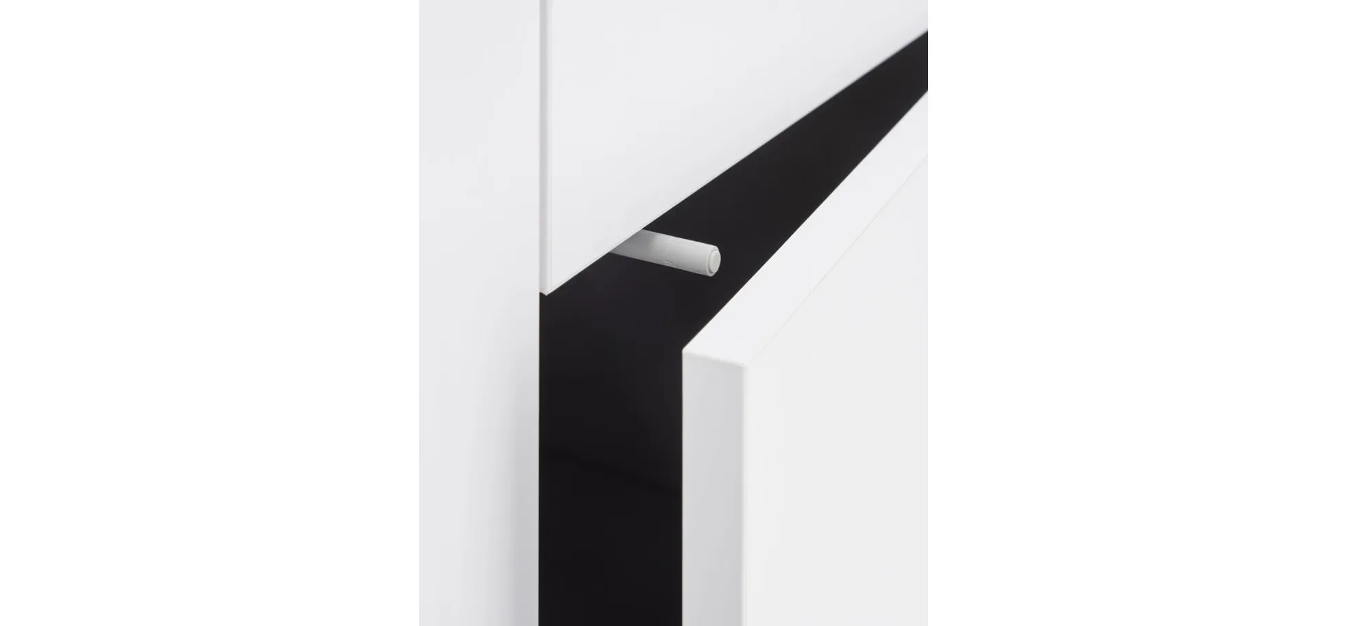 Highboard - B ca. 101 cm, Weiß, Asteiche, Schwarz