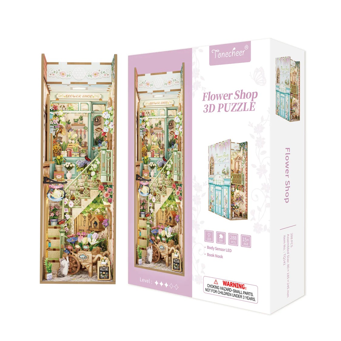 Tonecheer DIY-Set Book Nook mit LED, 3D Puzzle - Flower Shop