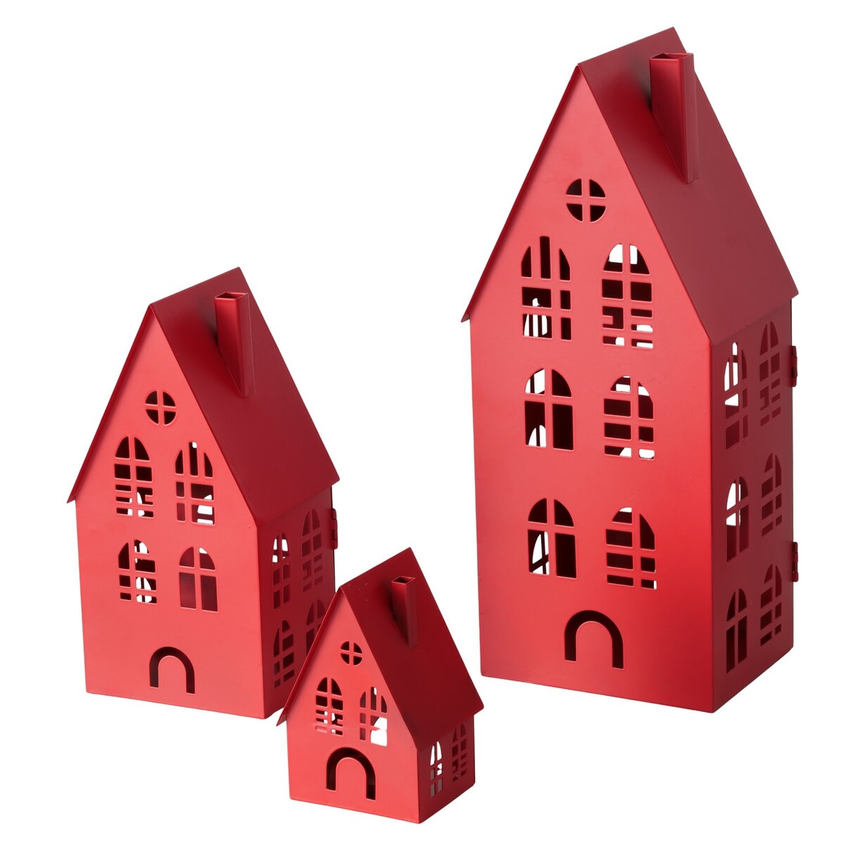 Laterne Dover, klein - Haus, Indoor, 7,30x12,8cm, Eisen pulverbesch. rot