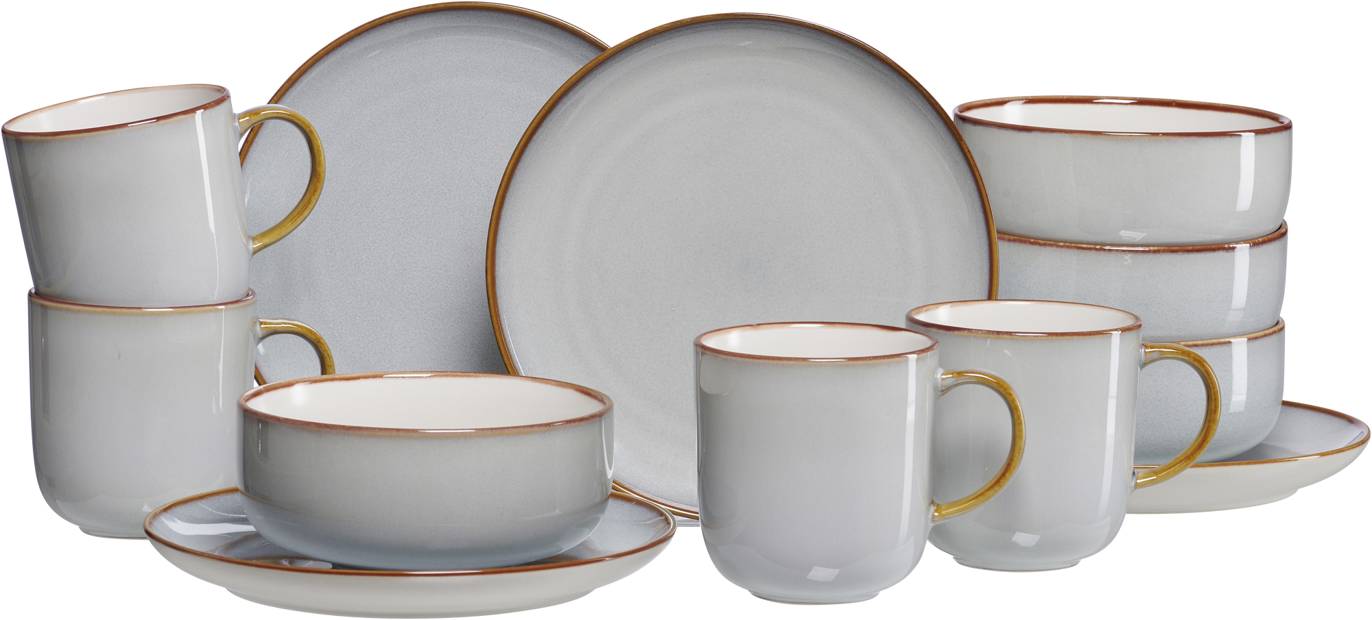 Frühstücksset Portofino, 12-Tlg. - steinzeug, grau