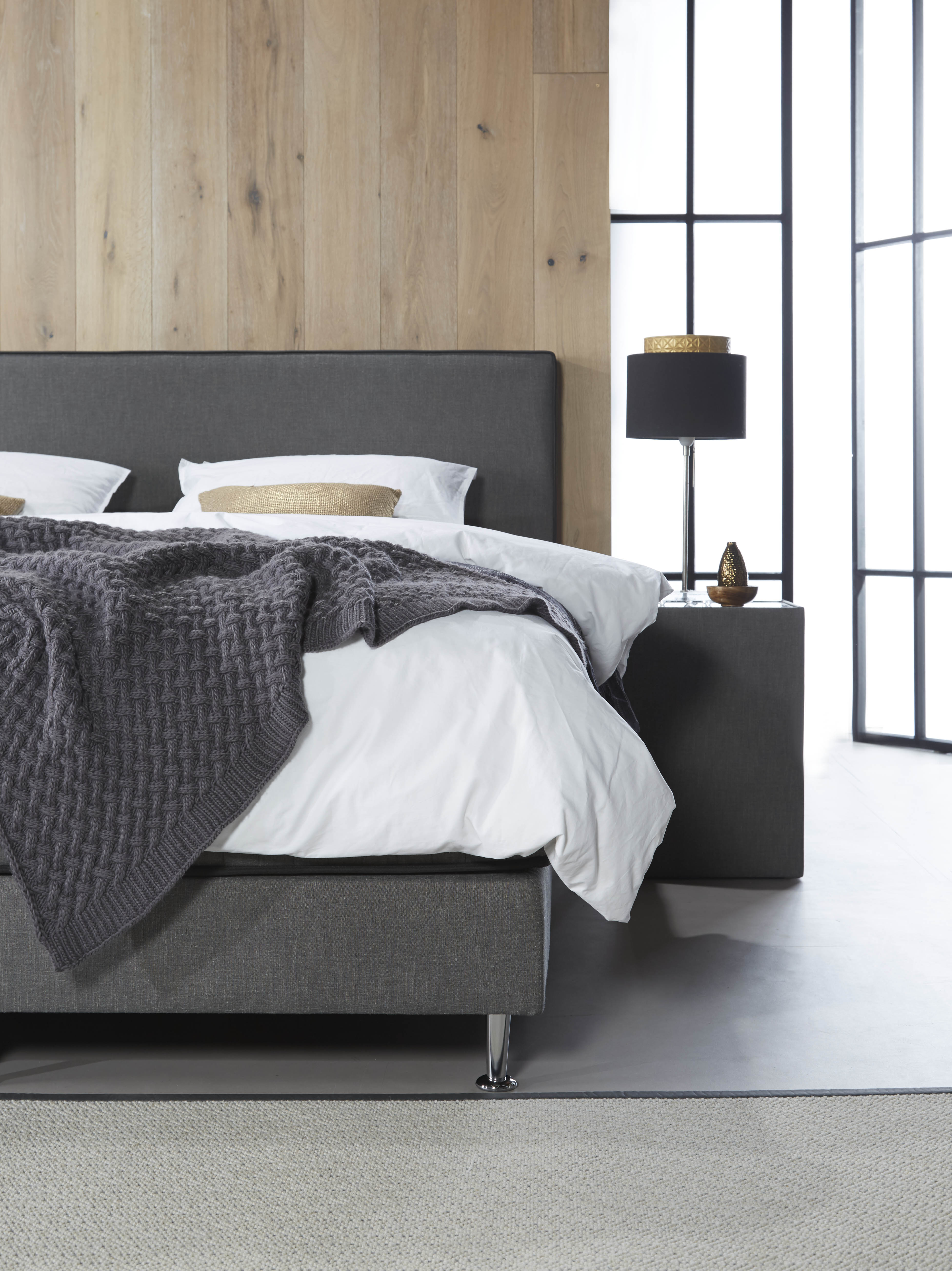 Boxspringbett, Stoff schwarz - Classico