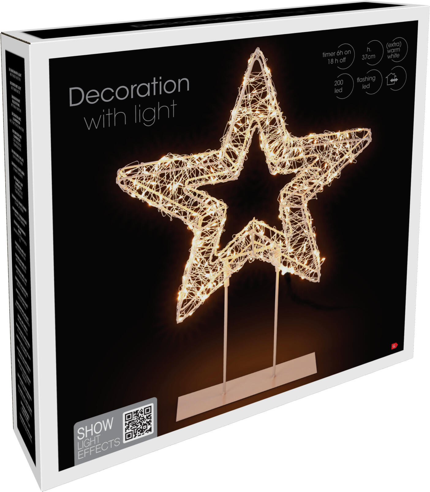 LED Stern auf Sockel, ca. 37cm - Timer