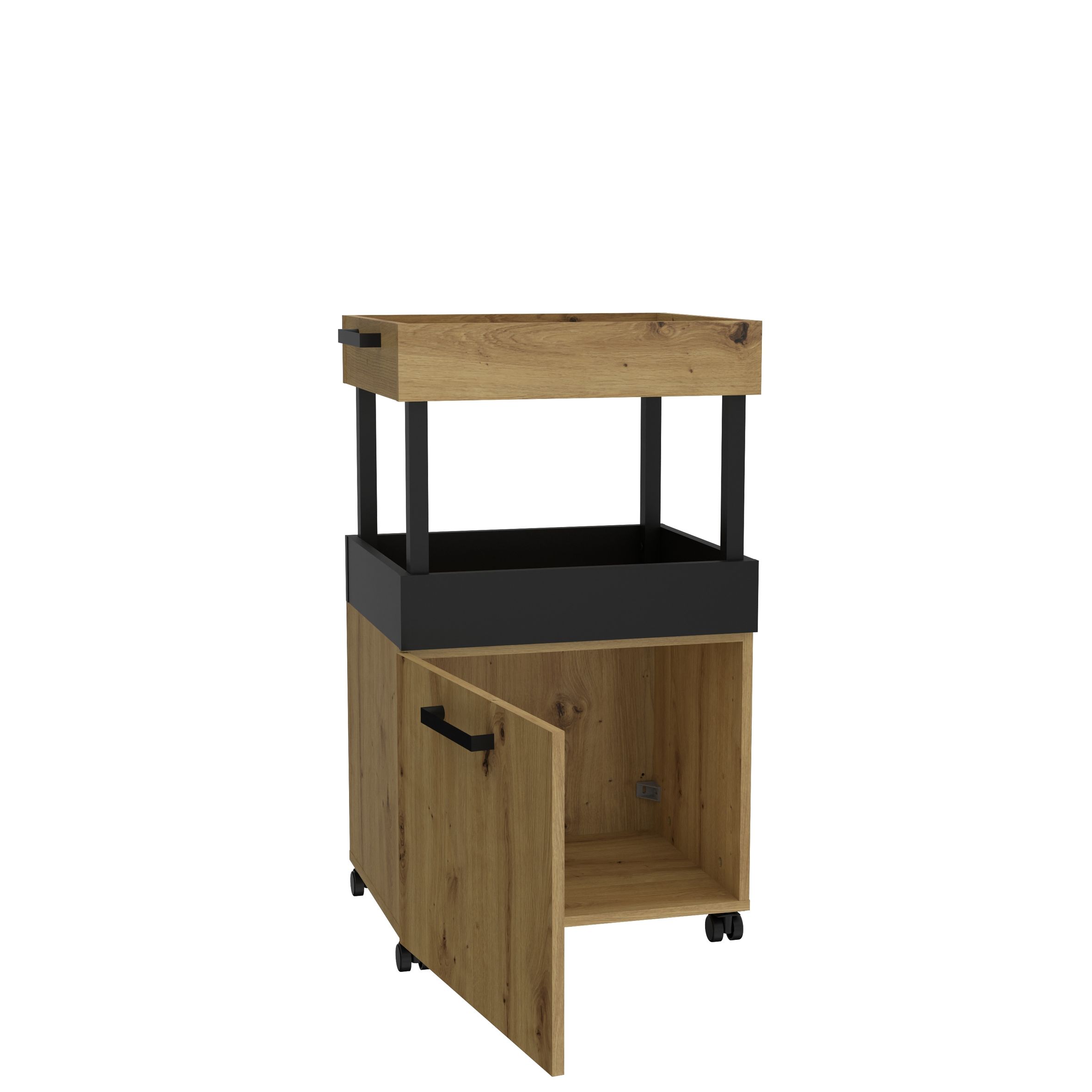 Minibar, Artisan Eiche, schwarz - Franka