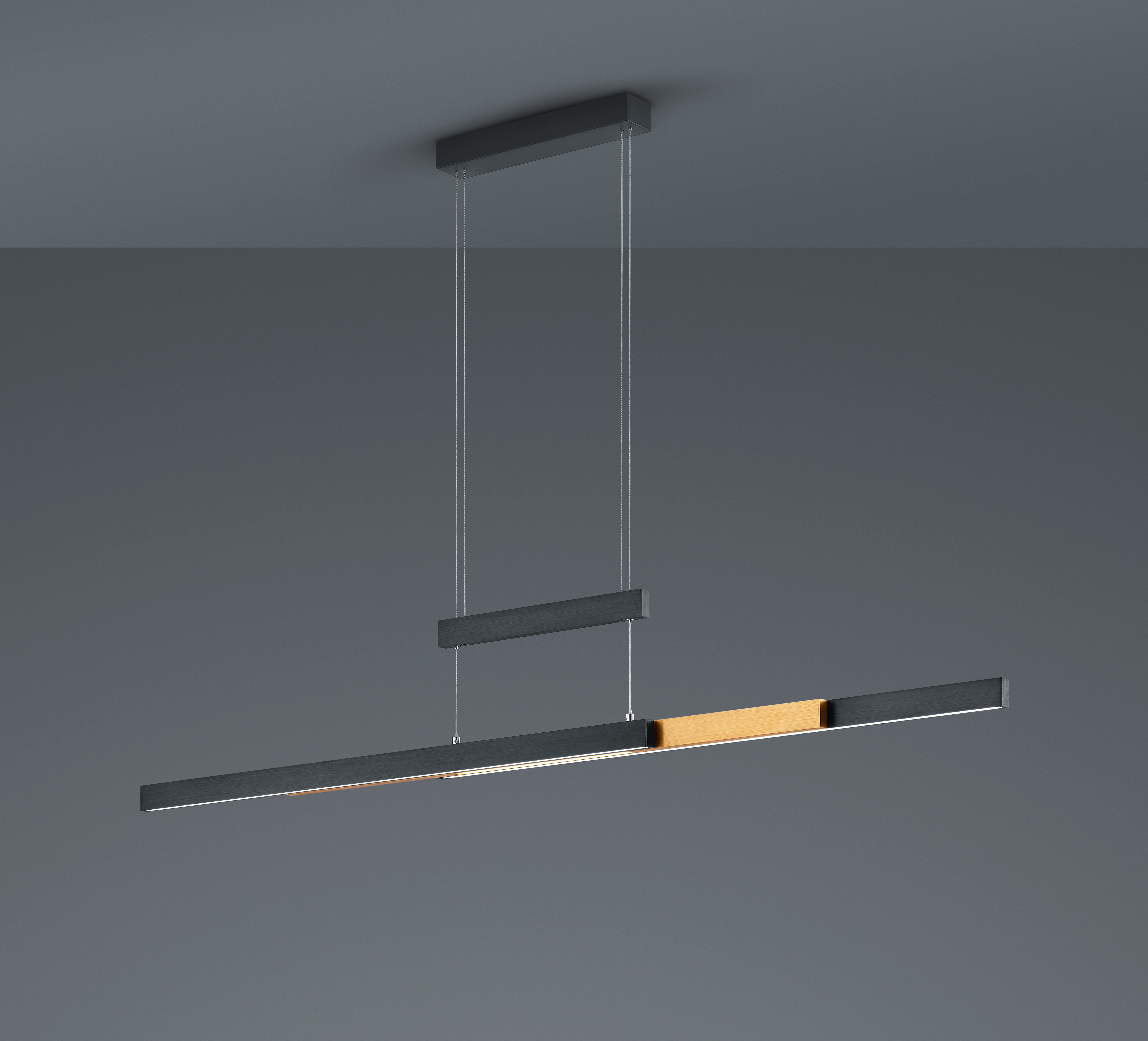 Pendelleuchte Trajan - 3flg., schwarz/messing, Breite: 95-151cm