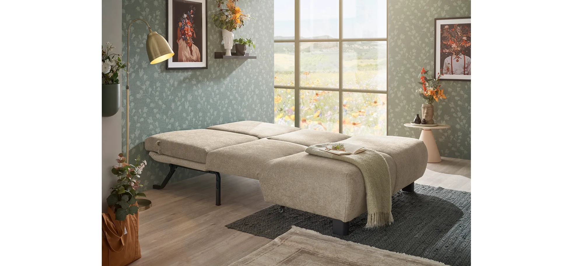 Faltsofa EBBY - 2-Sitzer ohne Armlehne, 140 cm inkl. Schlaffunktion/Relaxfunktion, Stoff, Taupe Faltsofa EBBY - 2-Sitzer ohne Armlehne, 140 cm inkl. Schlaffunktion/Relaxfunktion, Stoff, Taupe