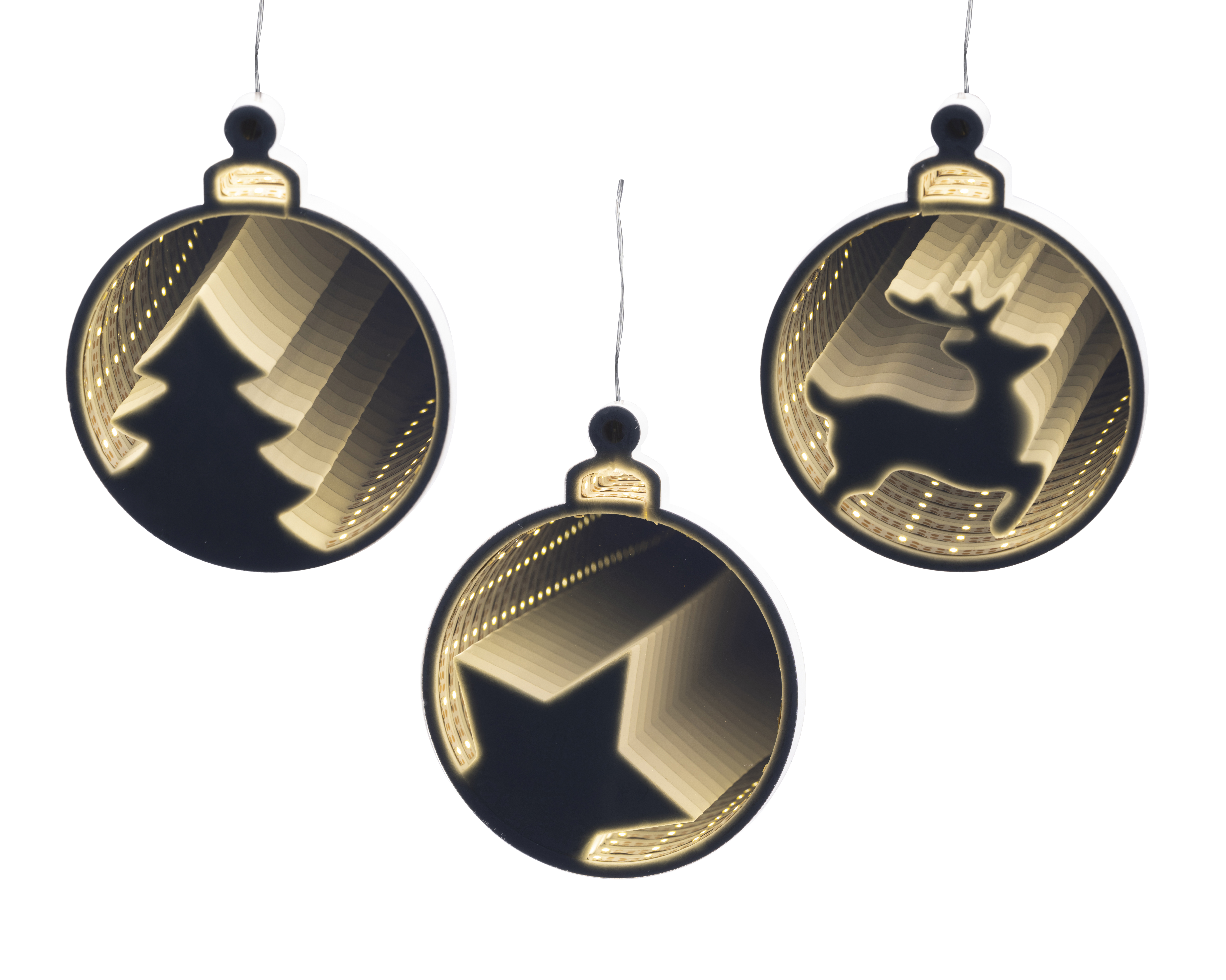 LED Infinity Kugel - silber/warmes weiss, PET, L1.20-W12-H15cm-24L