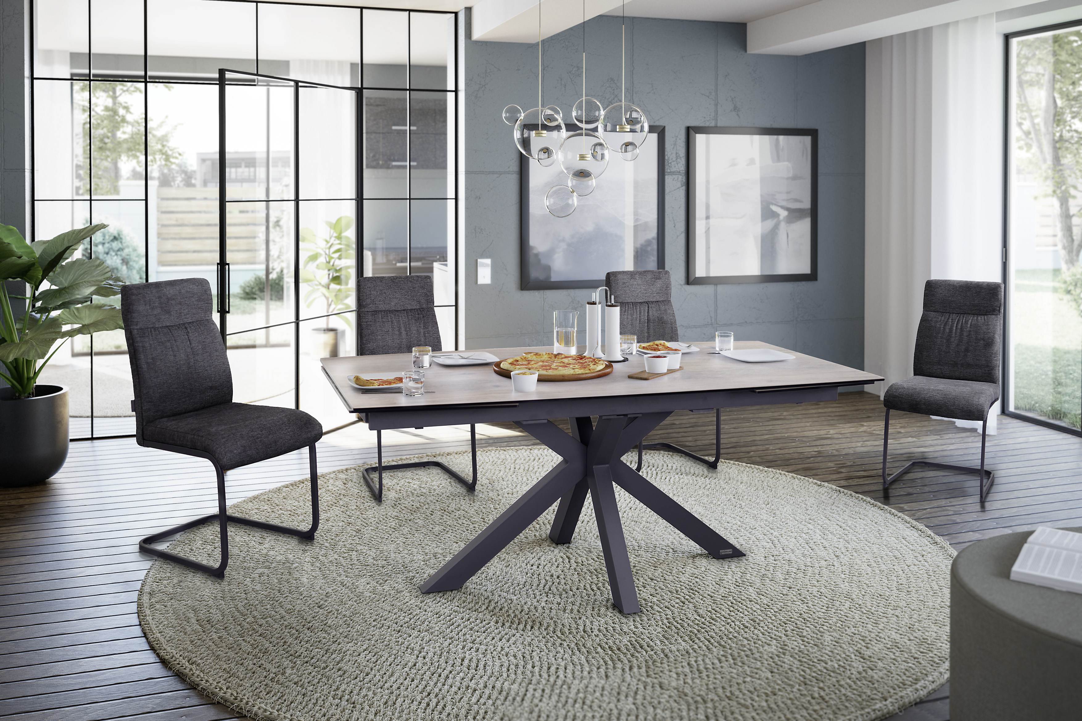 Schwingstuhl, Stoff anthrazit - Maida