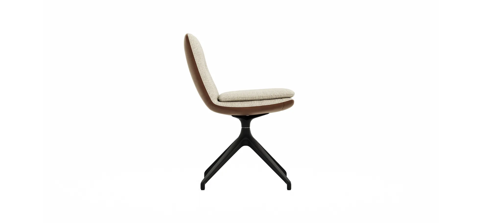 Polsterstuhl Macano - drehbar, Stoff & Leder, Beige, Cognac