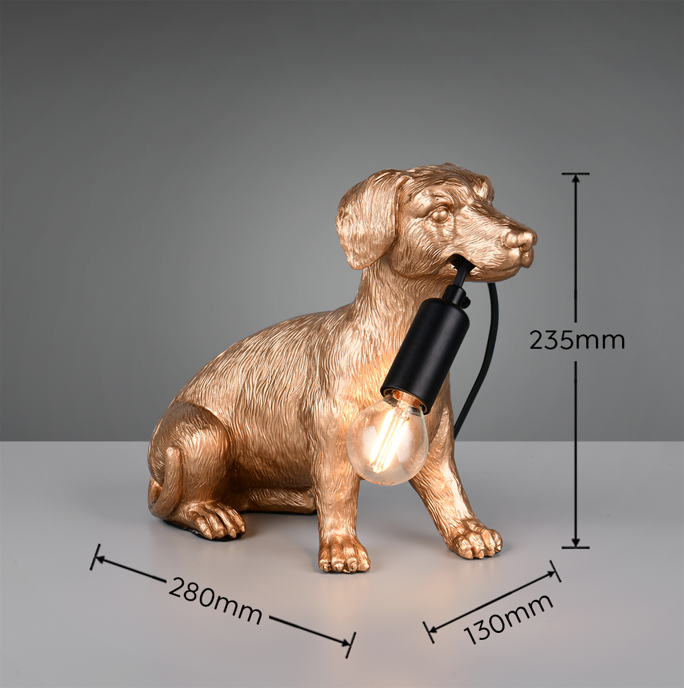 Tischleuchte Waldi - Kunststoff, goldfarbig, 28x13x23,5cm