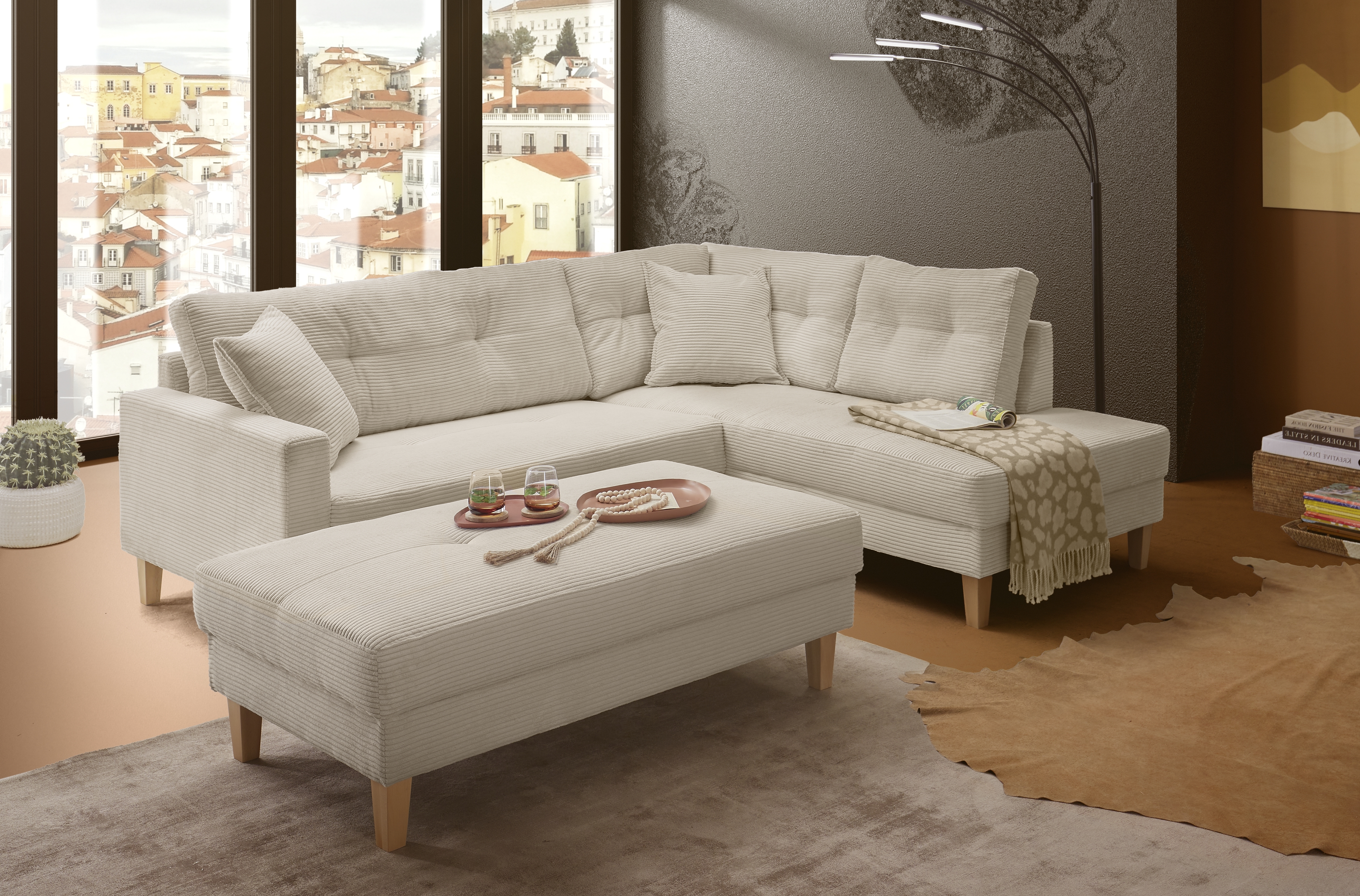 Wohnlandschaft, Cordstoff cream - Haulani