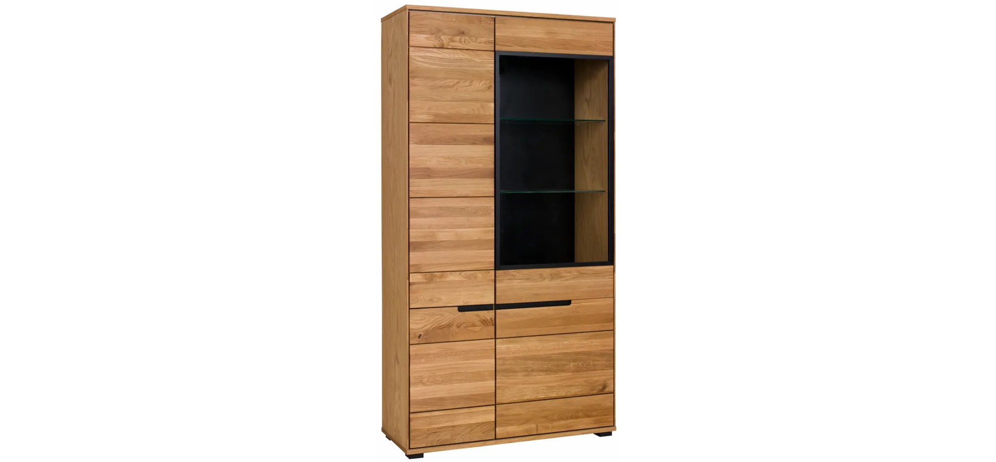 Vitrine, Eiche, 4-trg., 1xGlas-/3xHolztür - Edma