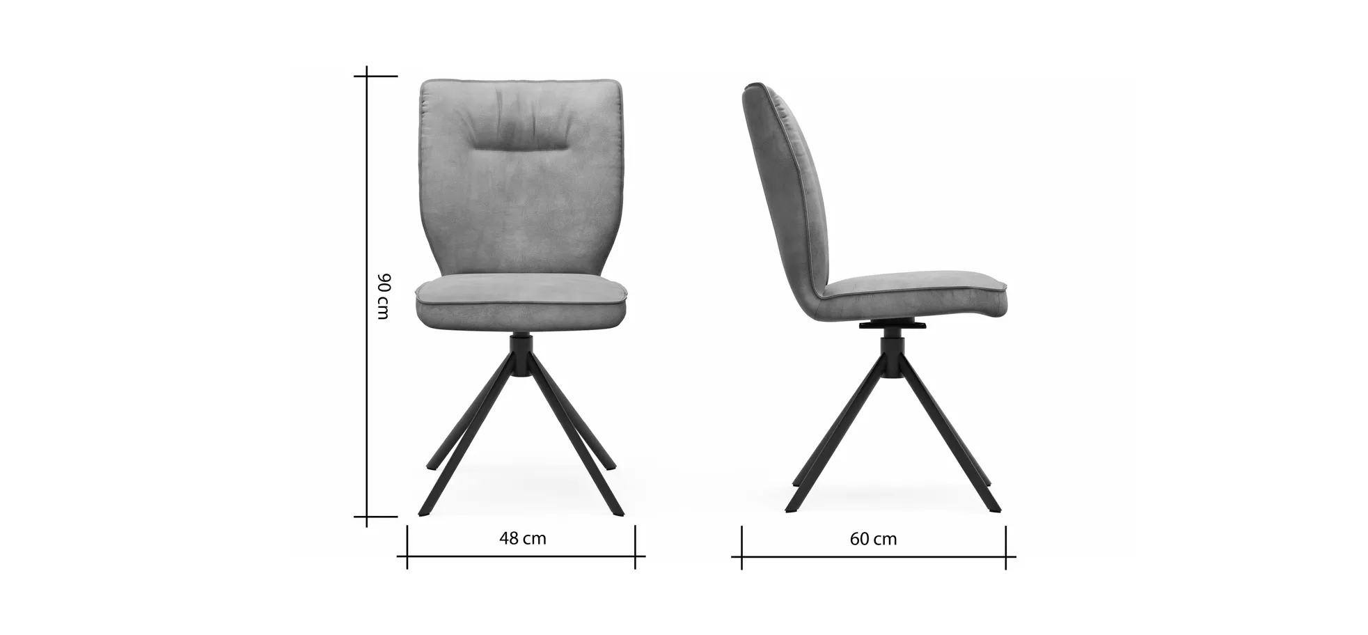 Stuhl Westmore -  drehbar, Stoff, Silberfarben