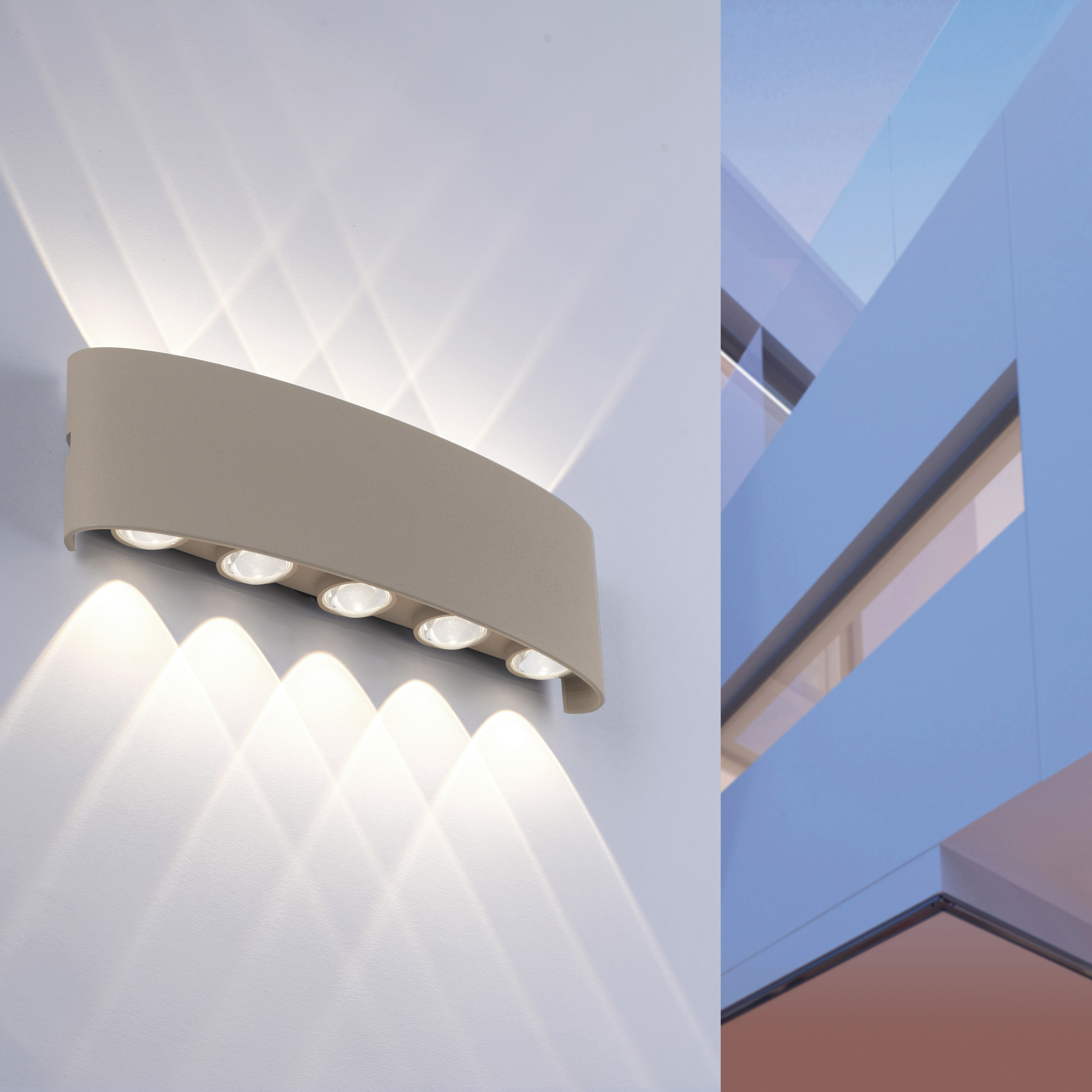 Wandleuchte CARLO - 10-flg., LED, sand, ca. 27x4,7x8cm