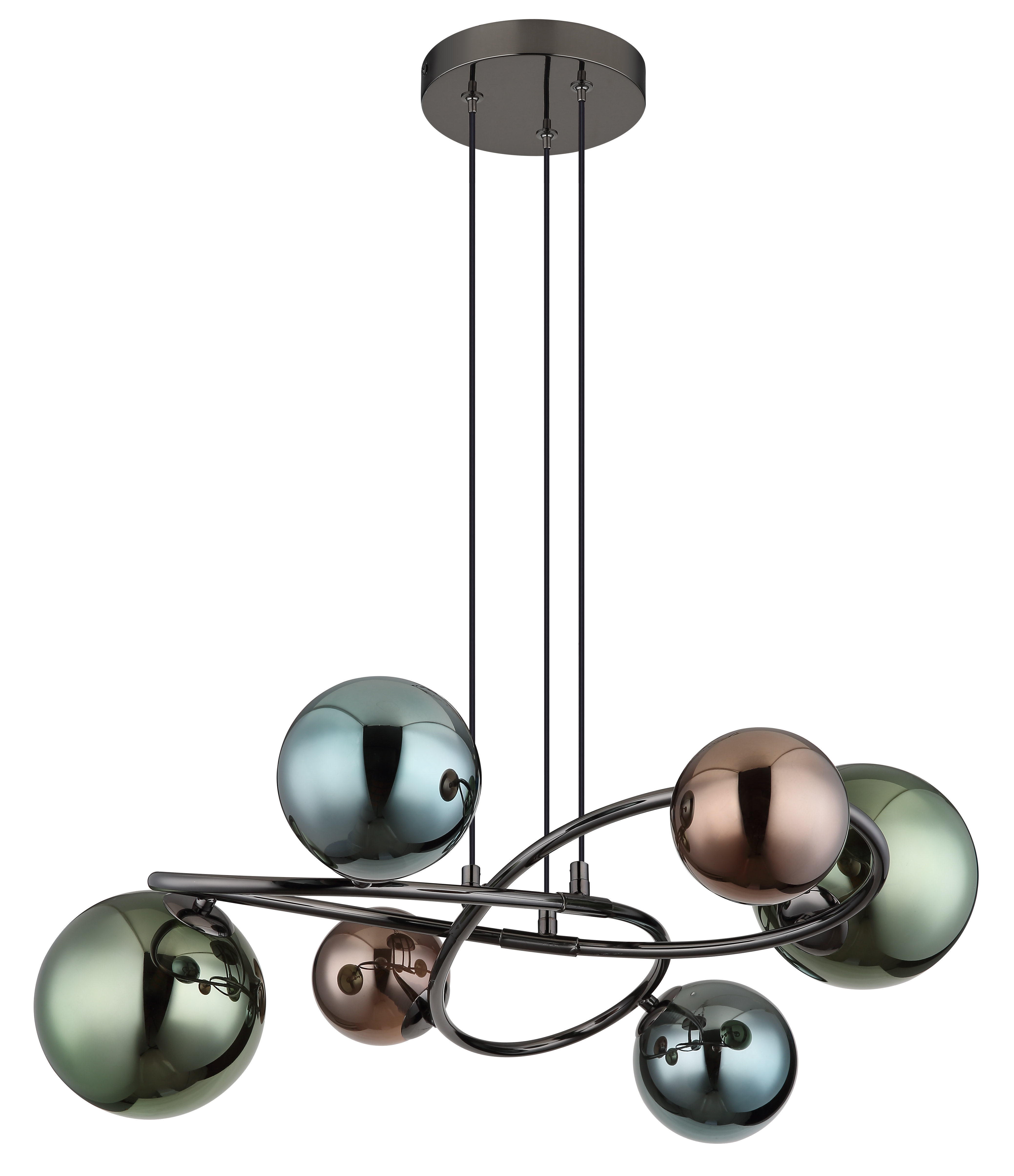 Pendelleuchte RIHA - 6xLED, Metall grau matt, 62,2x58,8x120cm