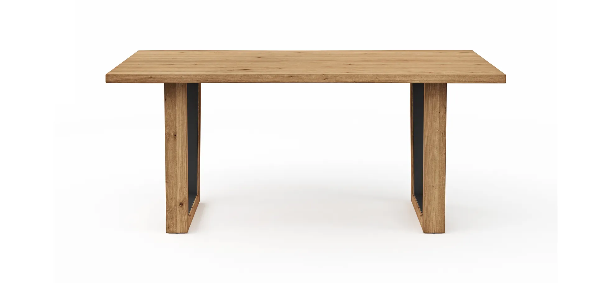 Esstisch Belfast - LB ca. 180x100 cm, Eiche massiv, mit Metalleinlage im Gestell