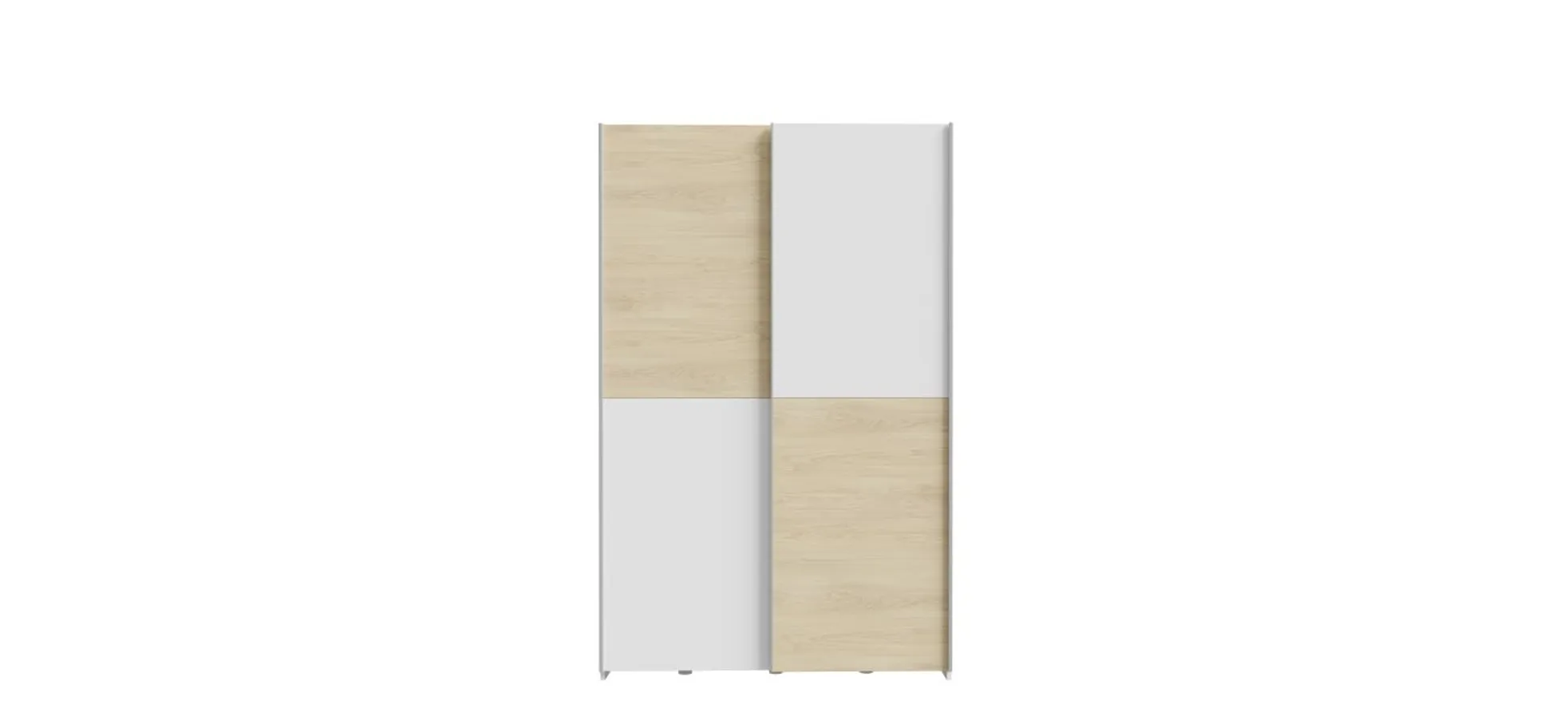 Schwebetürenschrank FREDDY- B ca. 120 cm, Weiß, Eiche Dekor