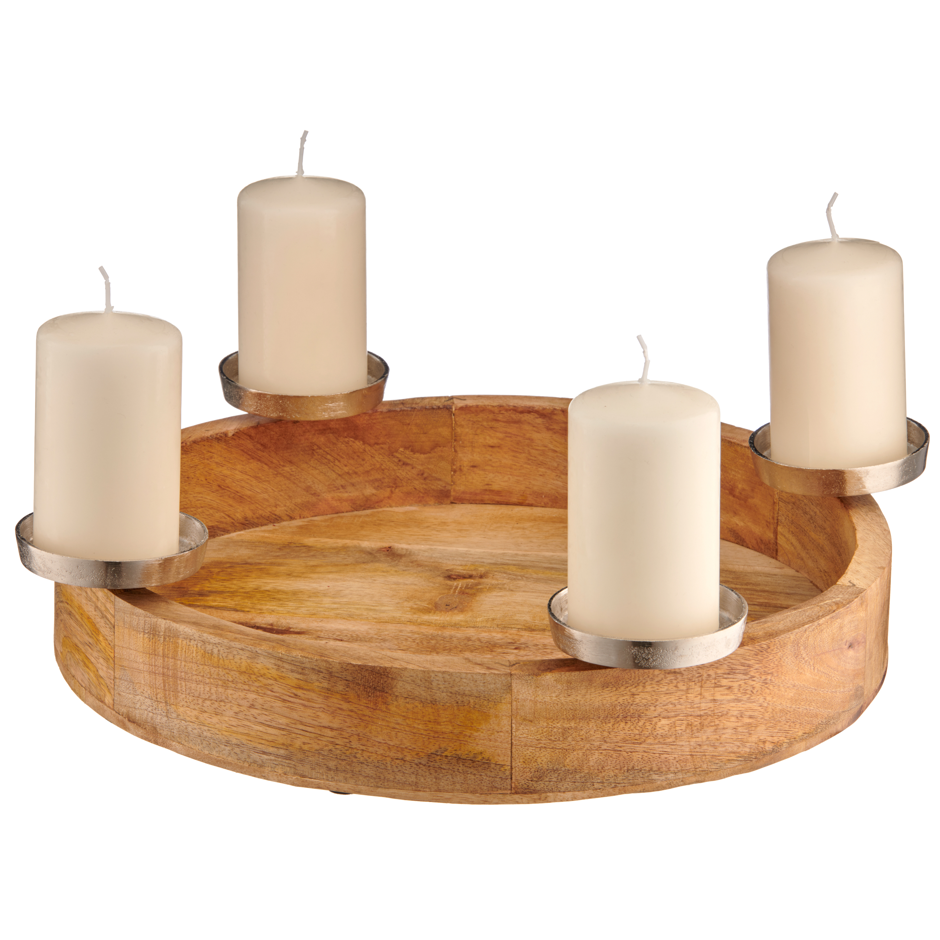 Kerzenteller,  4-Flg. - alu/holz, 42x9cm Kerzenteller,  4-Flg. - alu/holz, 42x9cm