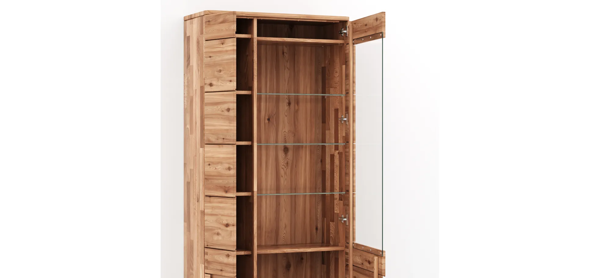 Vitrine Cartago Soft - Astbuche massiv, natur geölt