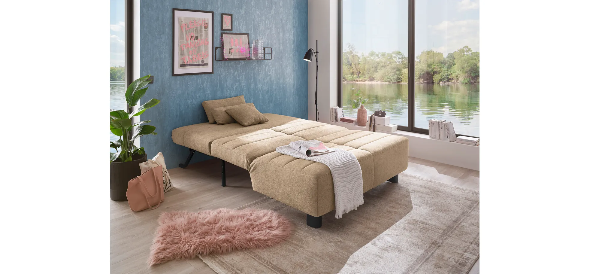 Faltsofa Easy - 2-Sitzer ohne Armlehne, ca. 140 cm inkl. Schlaffunktion, Stoff, Braun Faltsofa Easy - 2-Sitzer ohne Armlehne, ca. 140 cm inkl. Schlaffunktion, Stoff, Braun