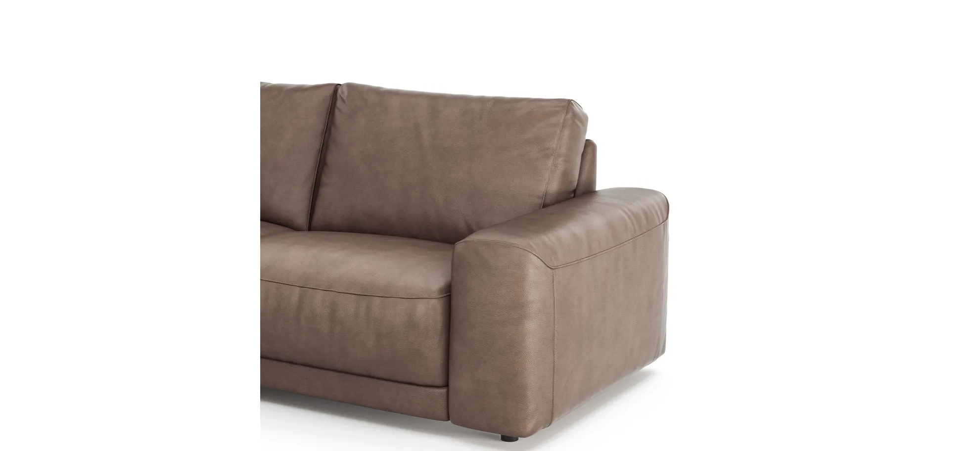 Ecksofa Balok - Longchair groß links mit 2,5-Sitzer, Leder, Dunkelbraun