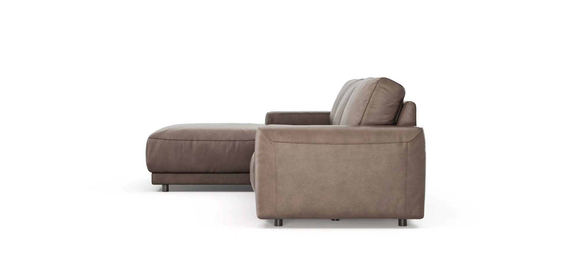 Ecksofa Balok - Longchair groß links mit 2,5-Sitzer, Leder, Dunkelbraun