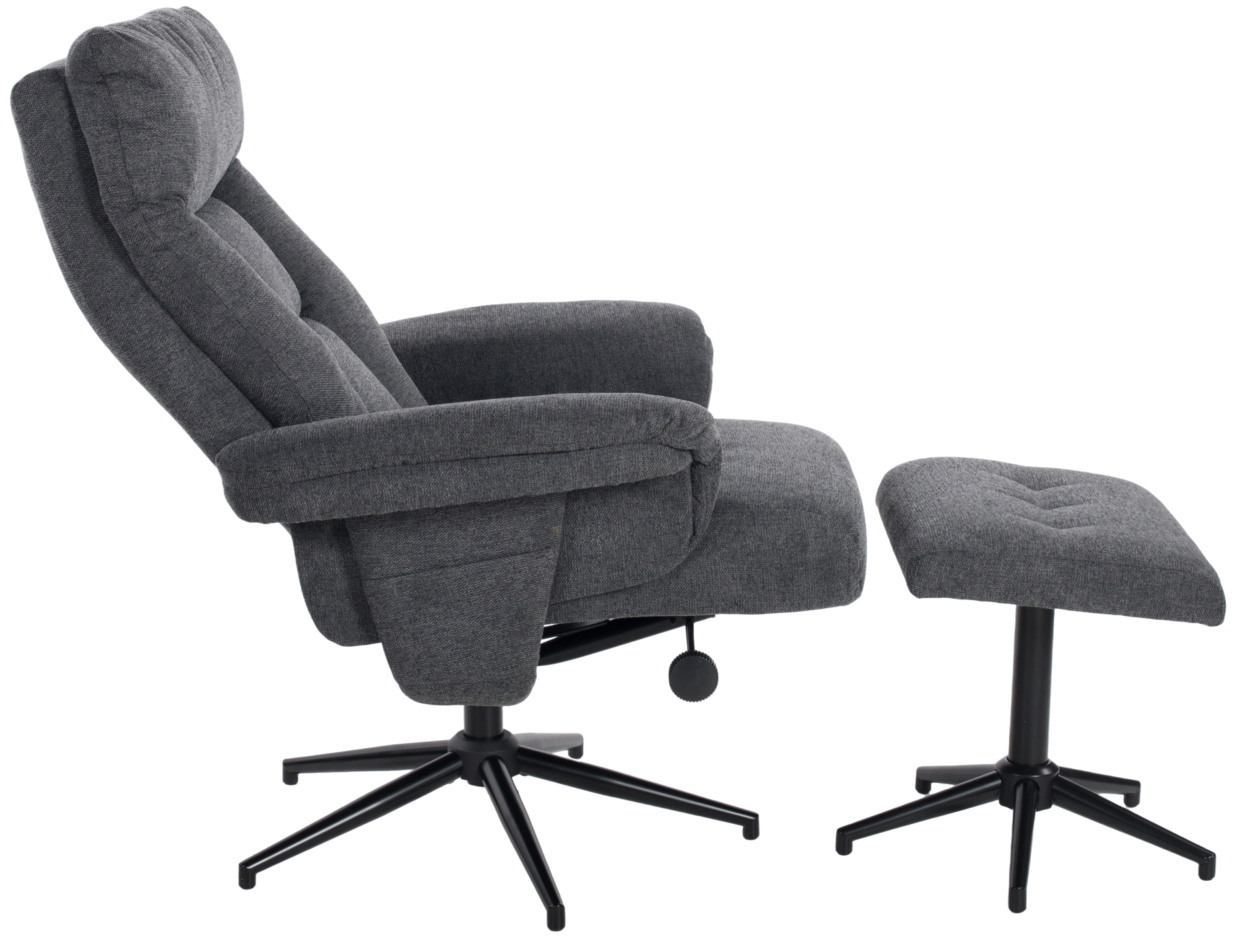 Relax-, TV-Sessel mit Hocker, anthrazit - 14442
