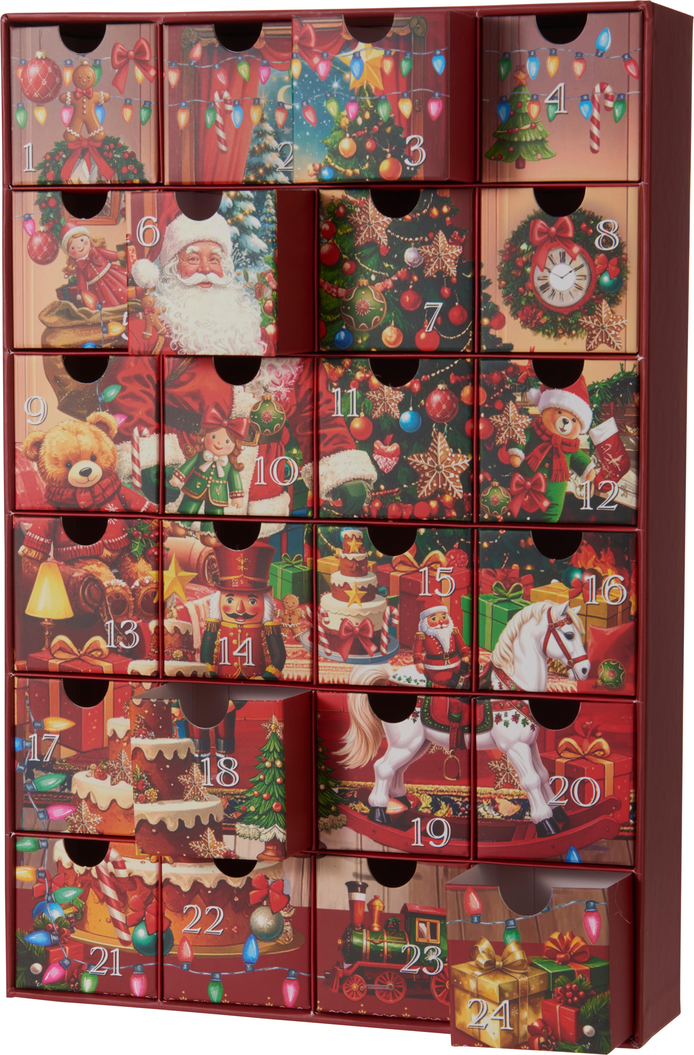 Adventskalender Regal, ca. 16x38cm - mit Schüben