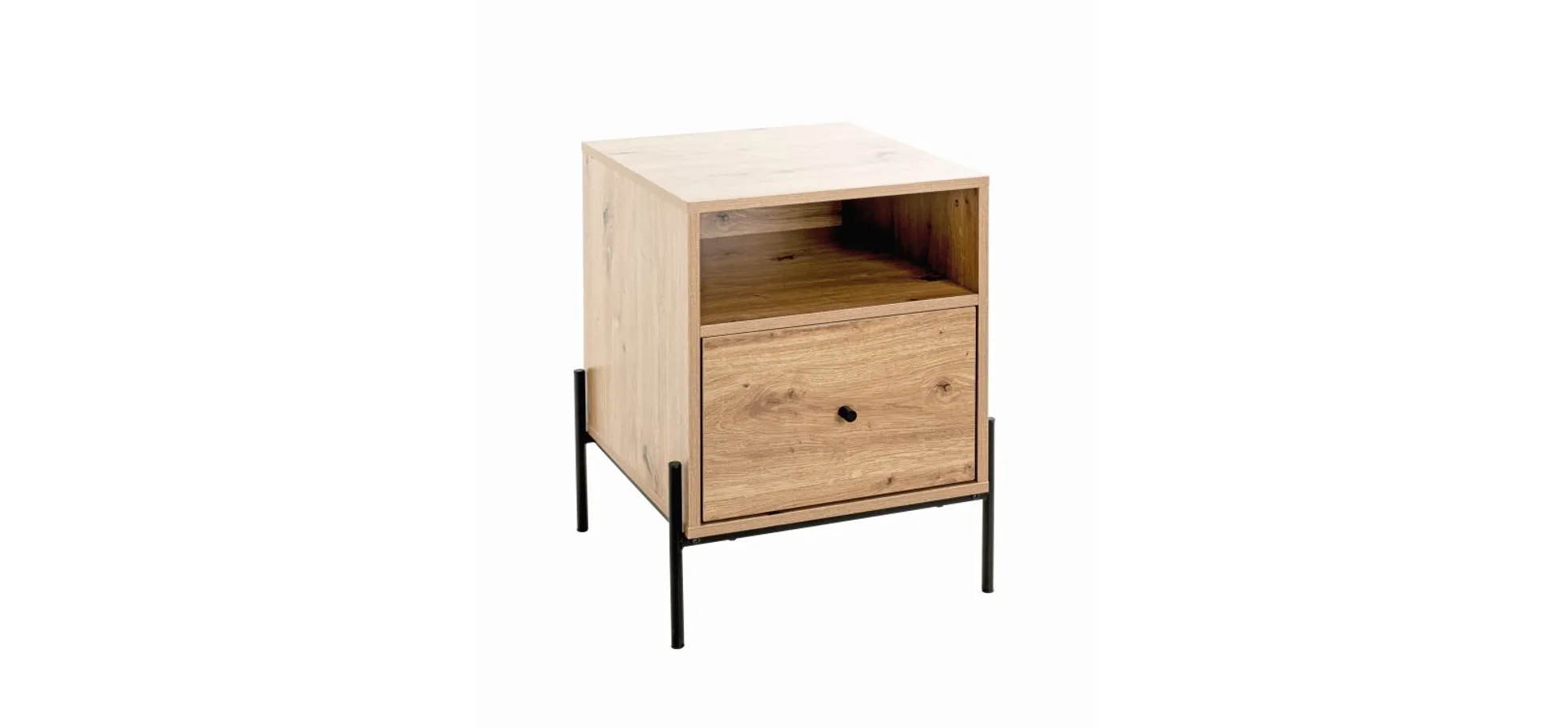 Konsolentisch - B/H/T ca. 45x60x47 cm, Eiche Nachbildung, Schwarz