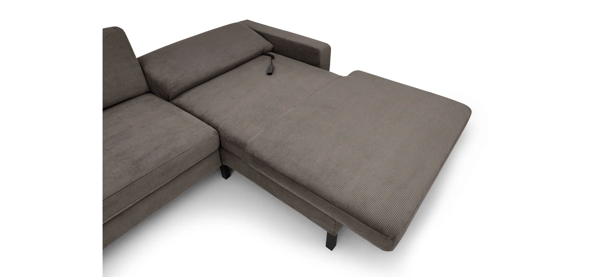  Ecksofa CALM MOVE 2.0 - 2,5-Sitzer mit Longchair rechts, Schlaffunktion, Feincord, Taupe