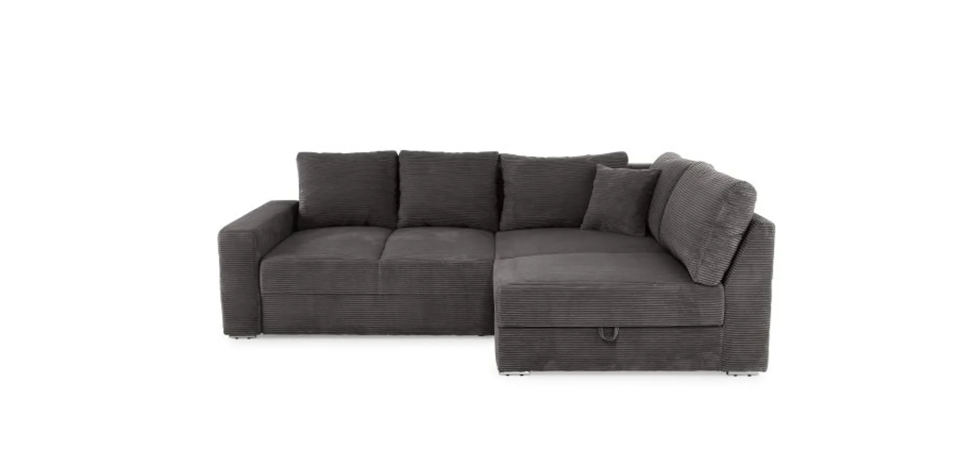 Ecksofa JANIS - 2,5-Sitzer, Ecke rechts inkl. Schlaffunktion, Stoff, Grau
