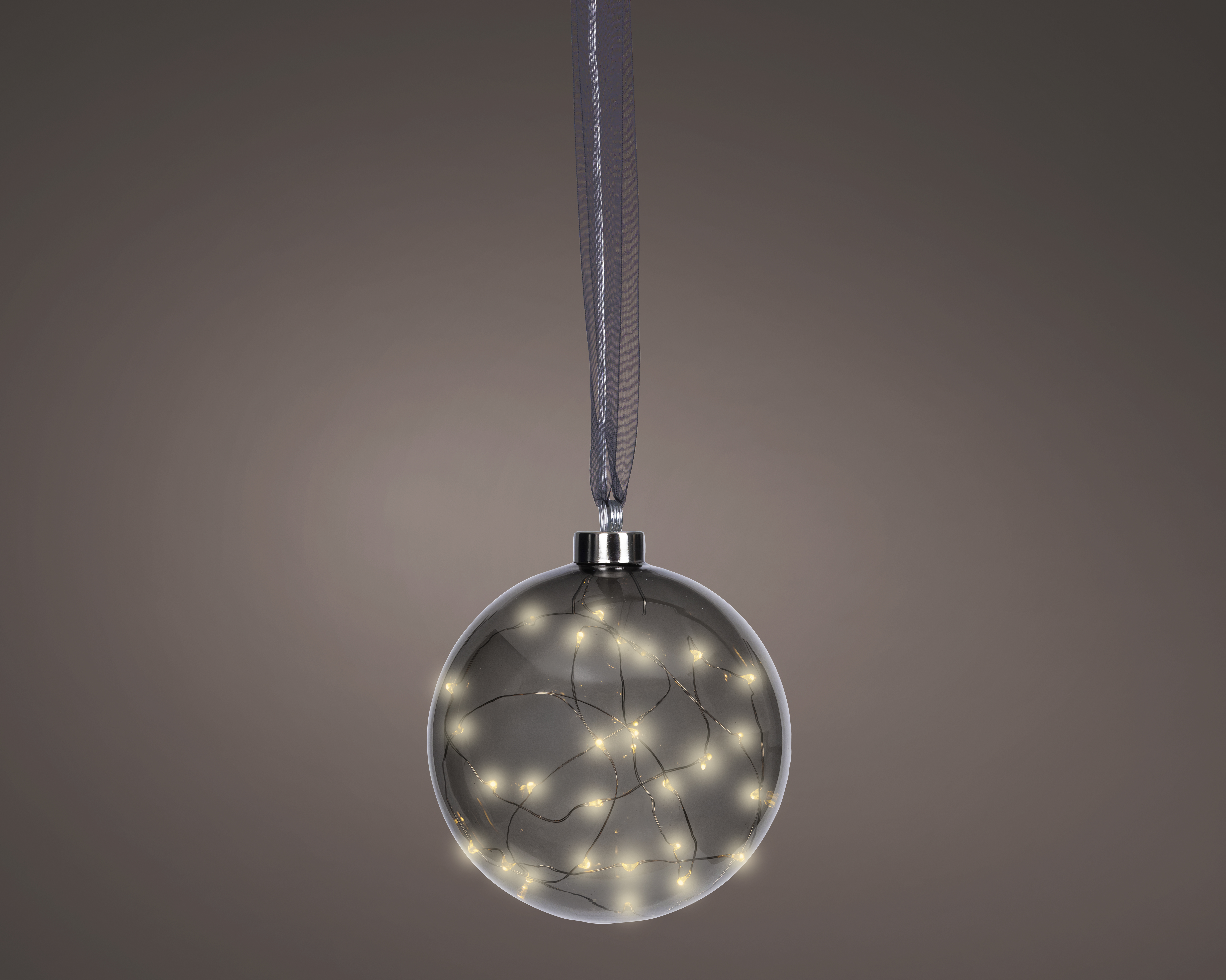 Micro LED Kugel - anthracite/warm white, Glas, Ø14cm-30L