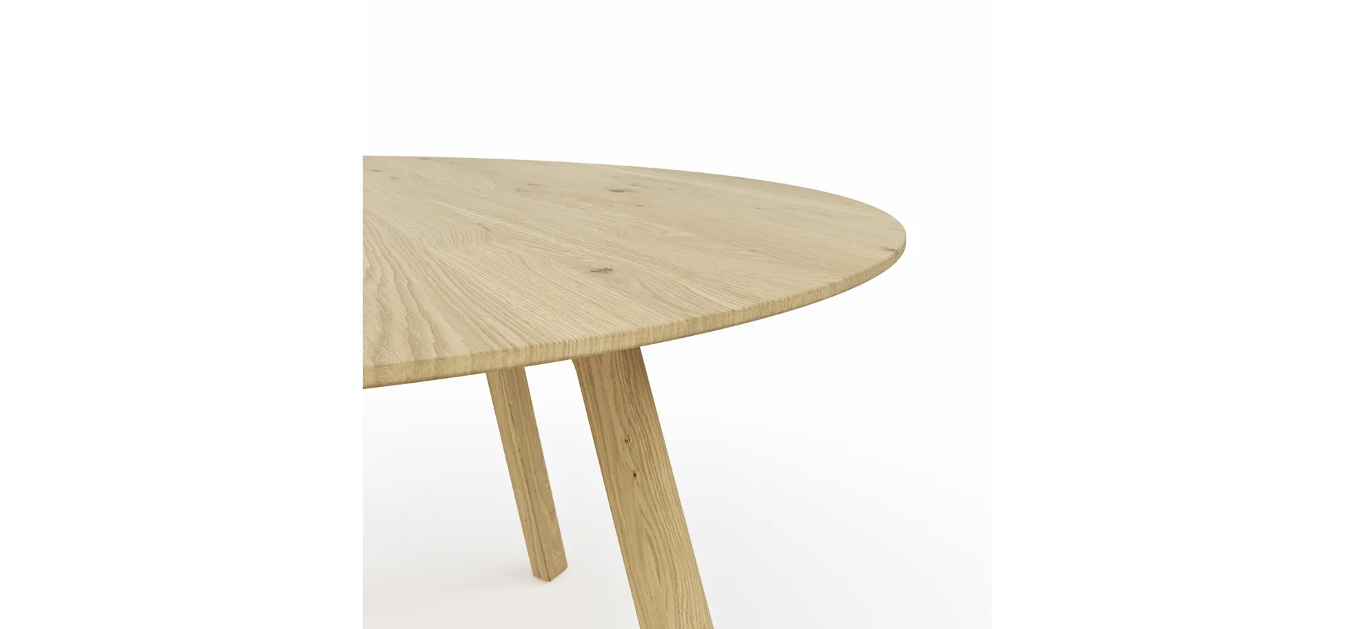 Esstisch Phoenix - LBH ca. 160x160x75 cm, Eiche massiv, Bianco geölt, rund